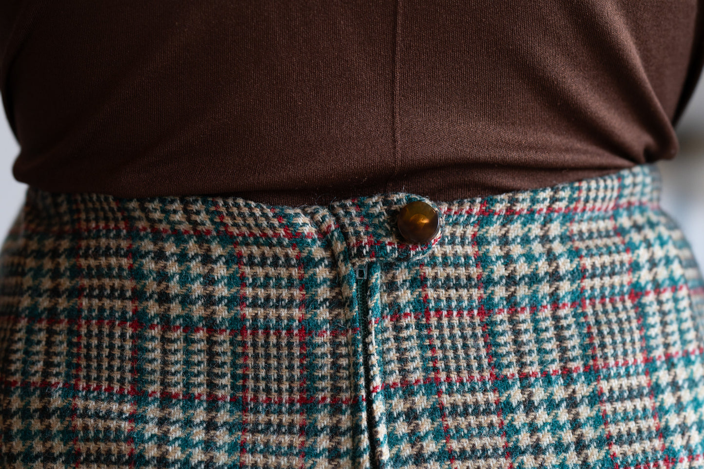 Vintage 60s Glen Check Wool Skirt