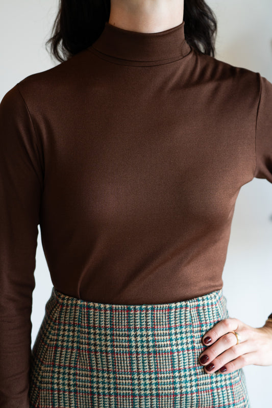 Vintage 70s Chocolate Stretch Turtleneck