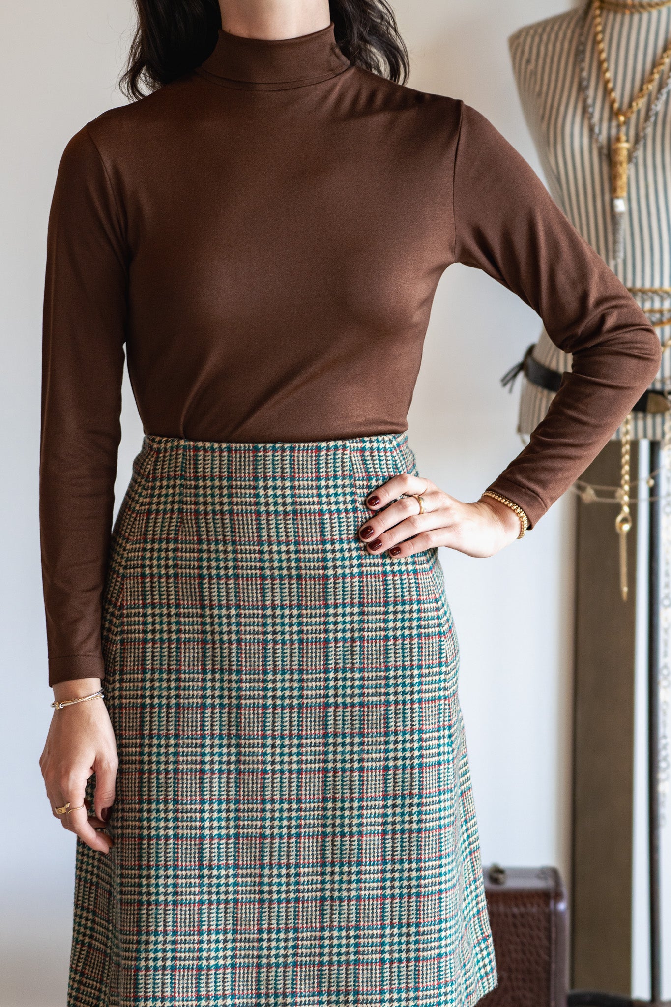 Vintage 70s Chocolate Stretch Turtleneck