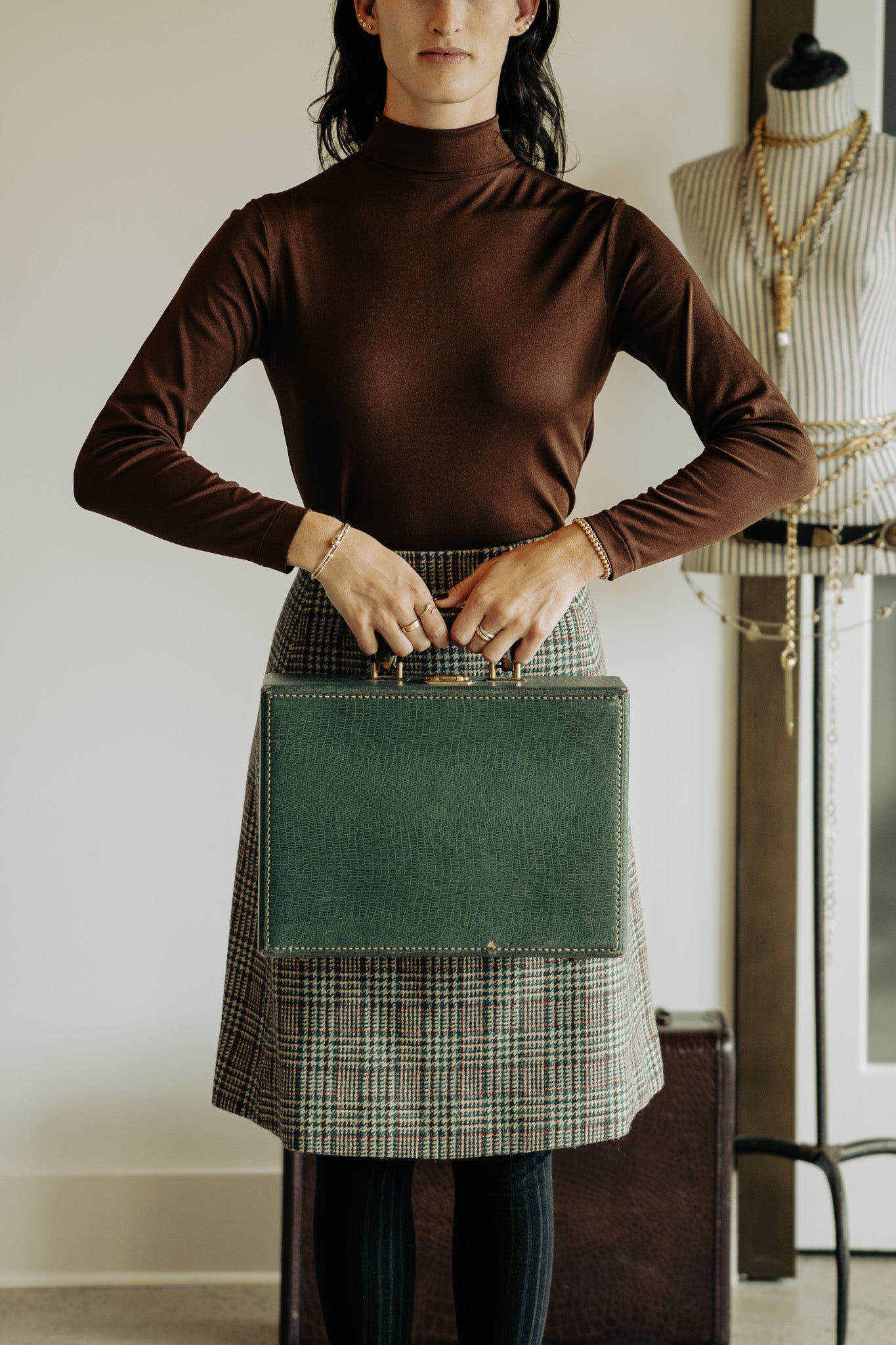 Vintage 70s Chocolate Stretch Turtleneck