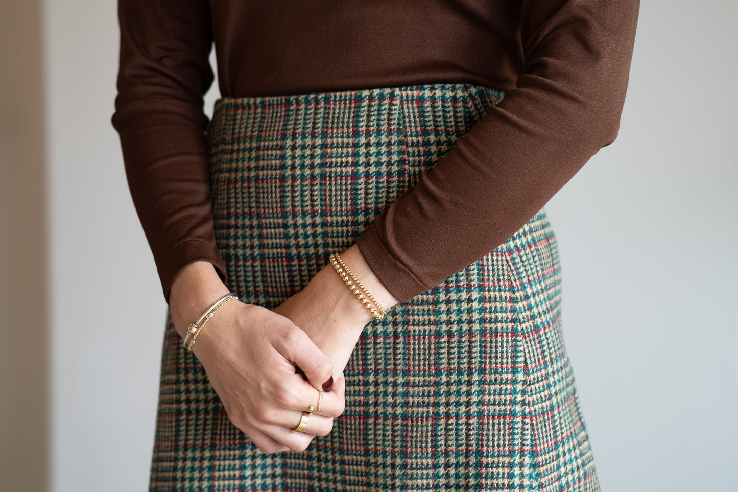 Vintage 60s Glen Check Wool Skirt