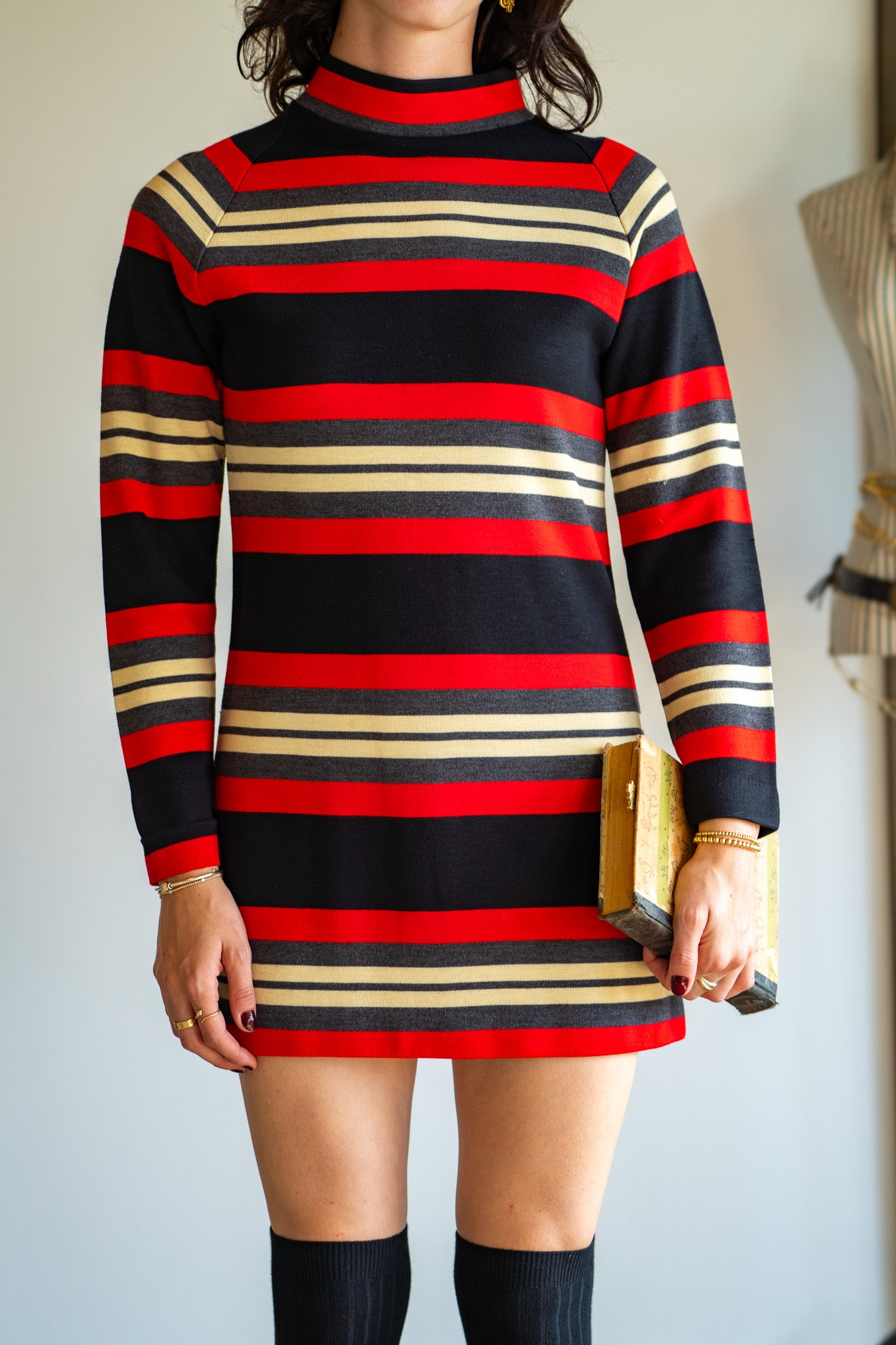 Vintage 60s Mod Smart Stripe Knit Dress