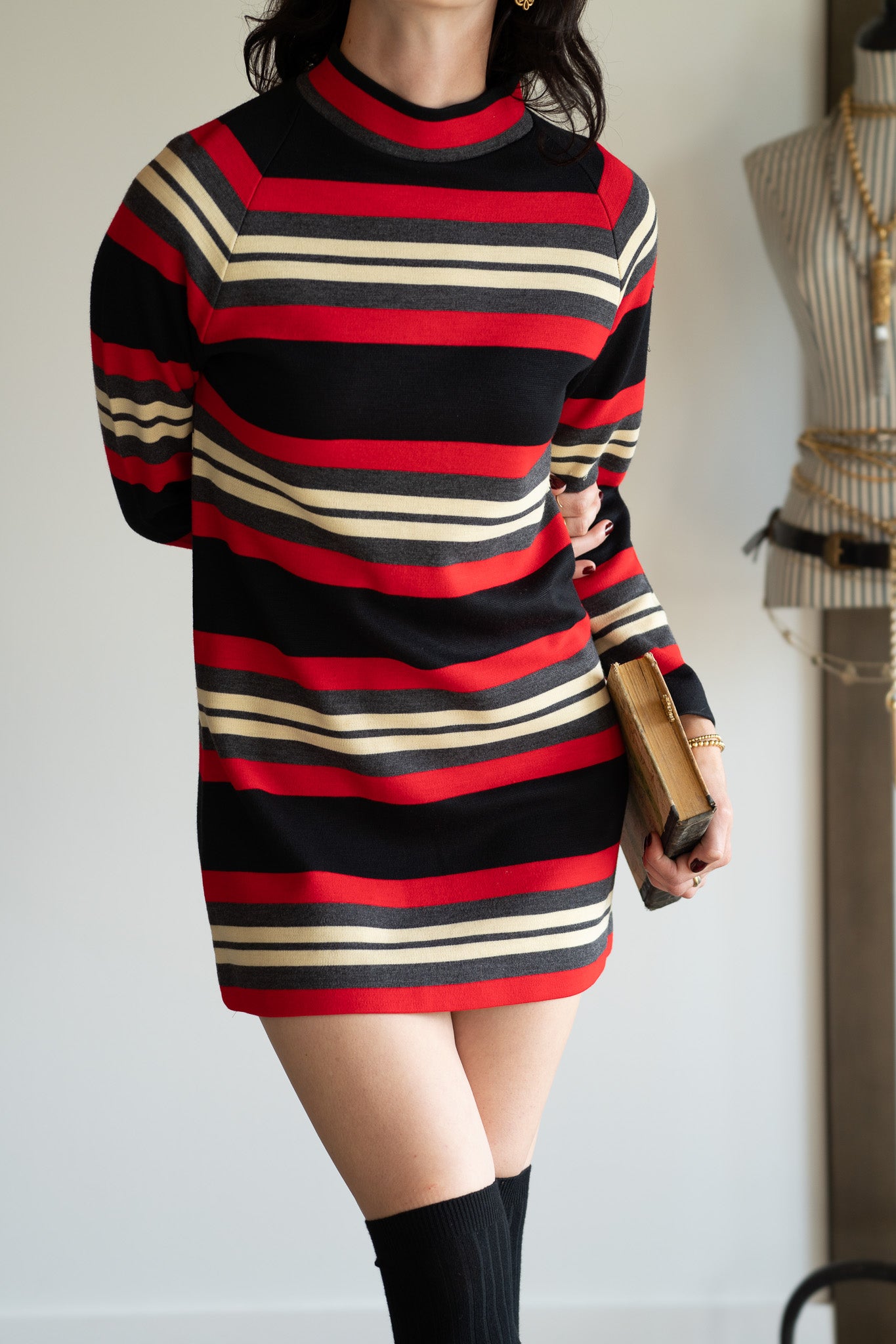 Vintage 60s Mod Smart Stripe Knit Dress