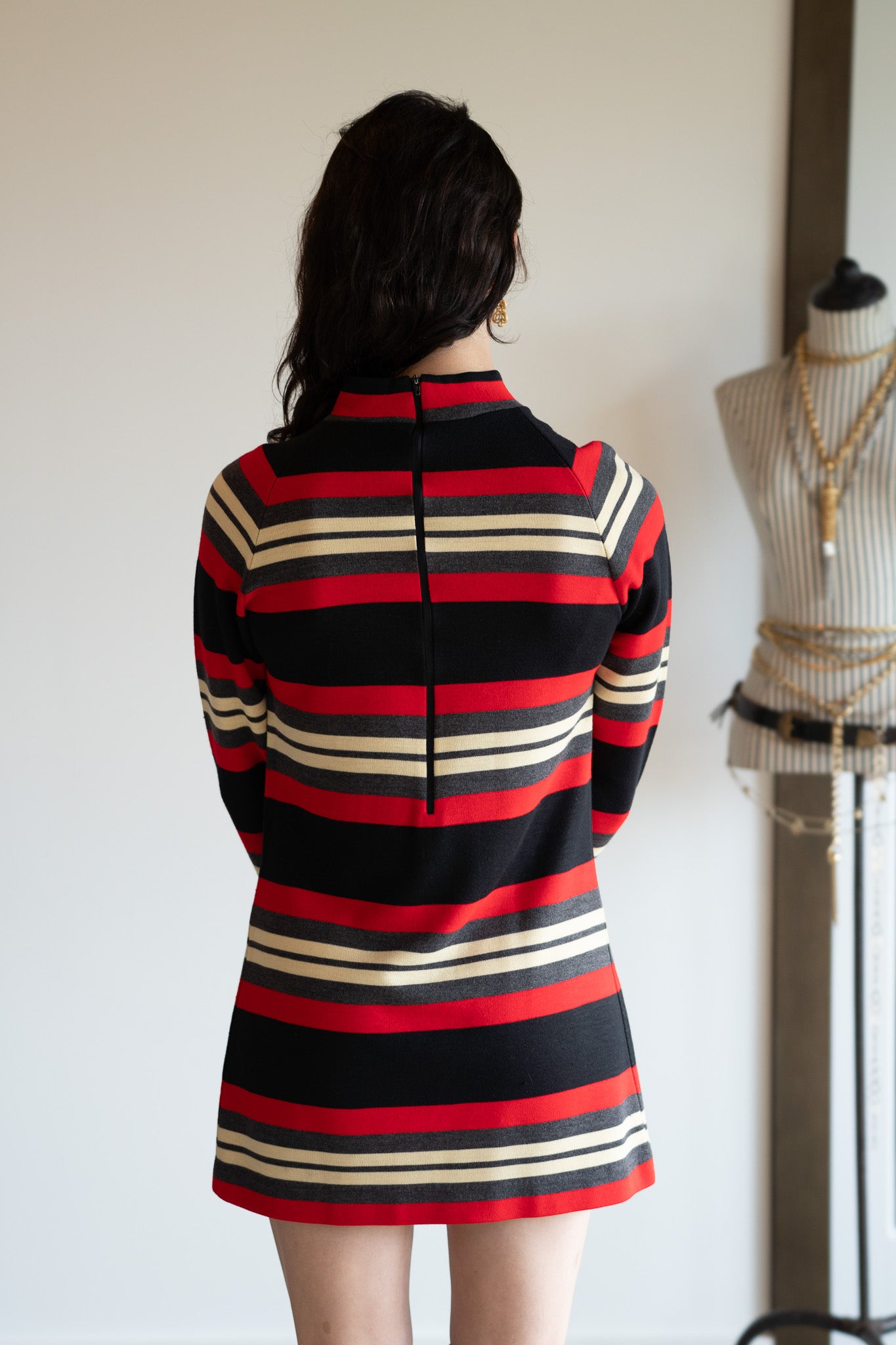 Vintage 60s Mod Smart Stripe Knit Dress