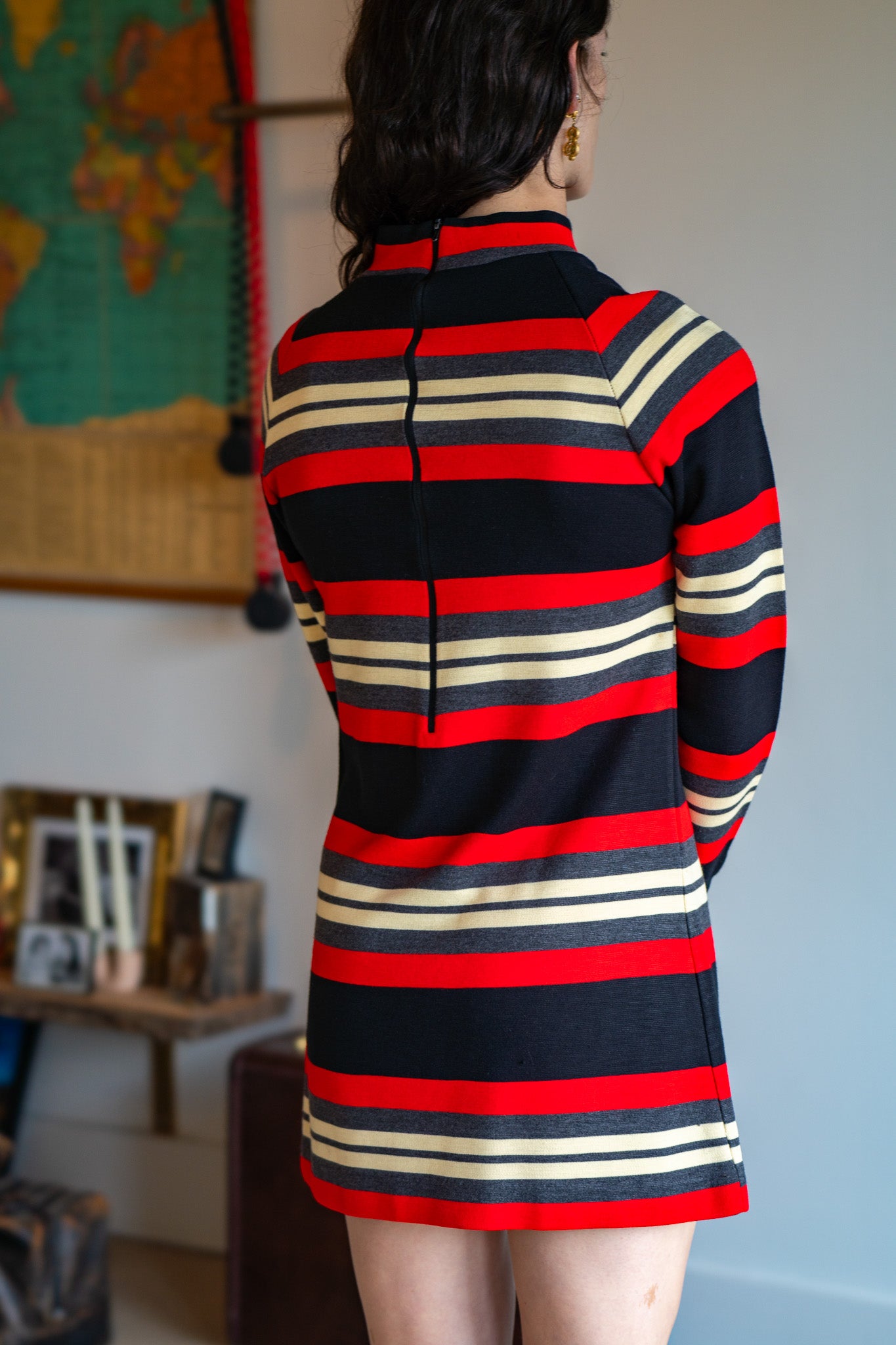 Vintage 60s Mod Smart Stripe Knit Dress