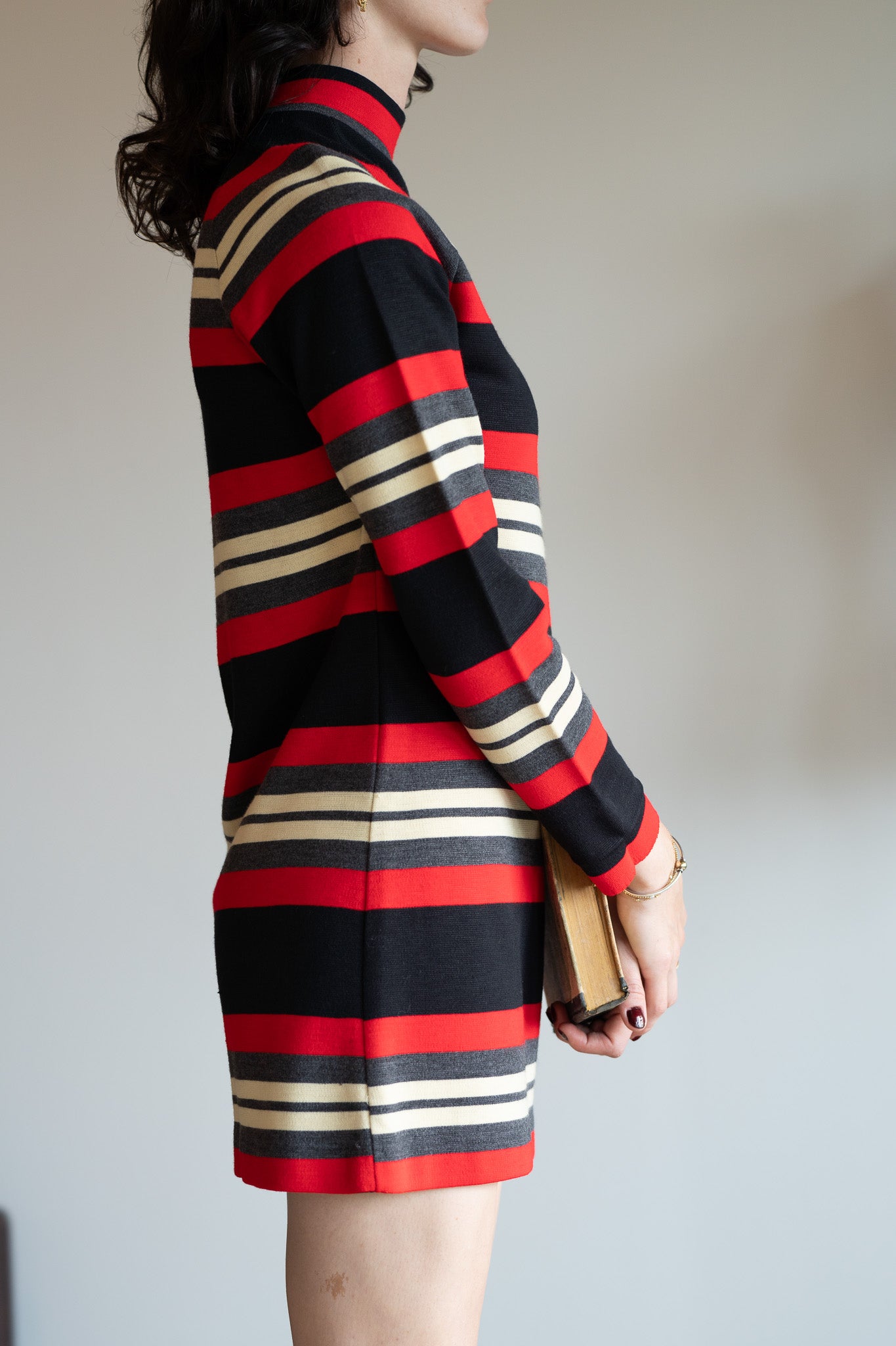 Vintage 60s Mod Smart Stripe Knit Dress