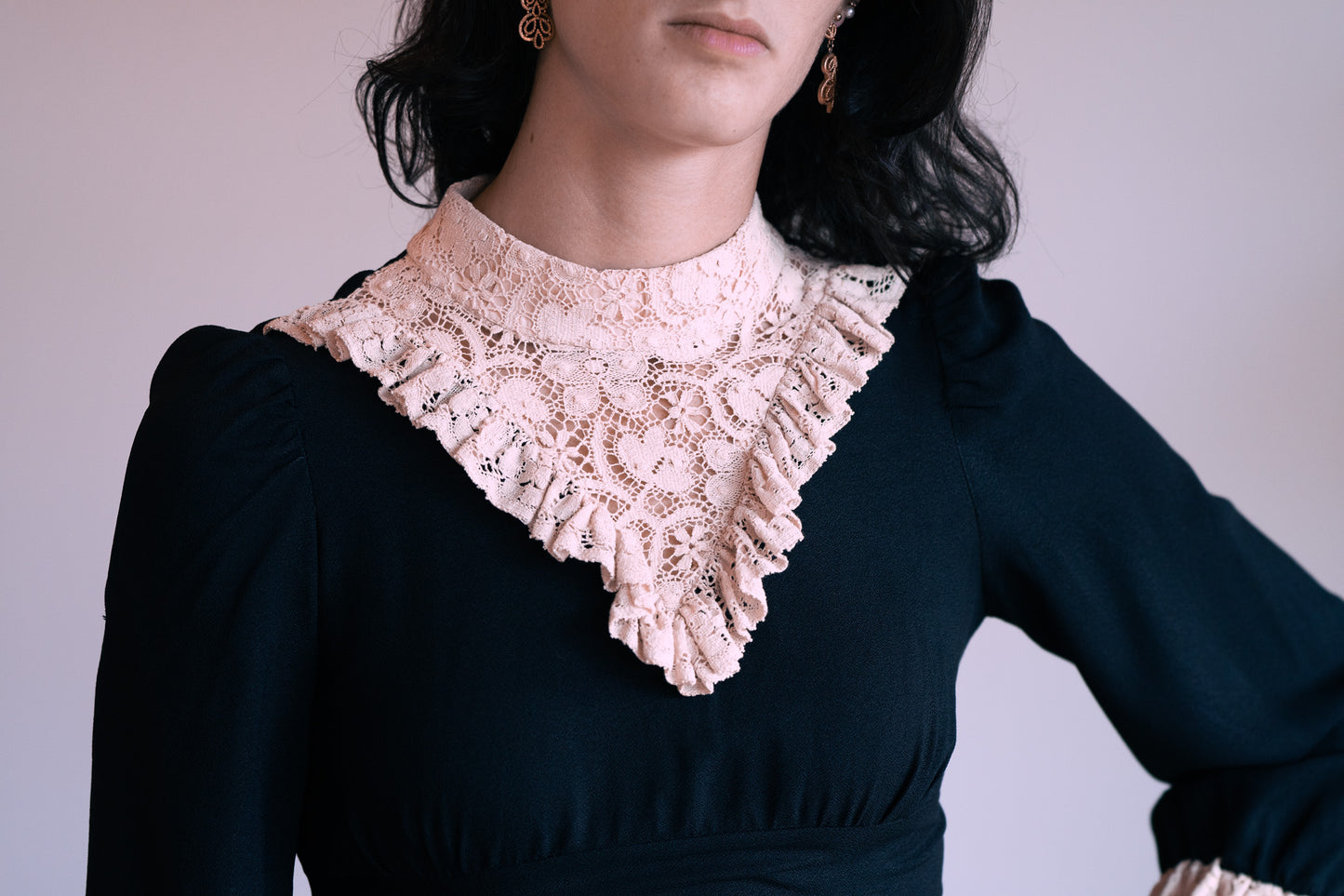 Vintage 60s Handmade Victorian Revival Gothic Mini Dress