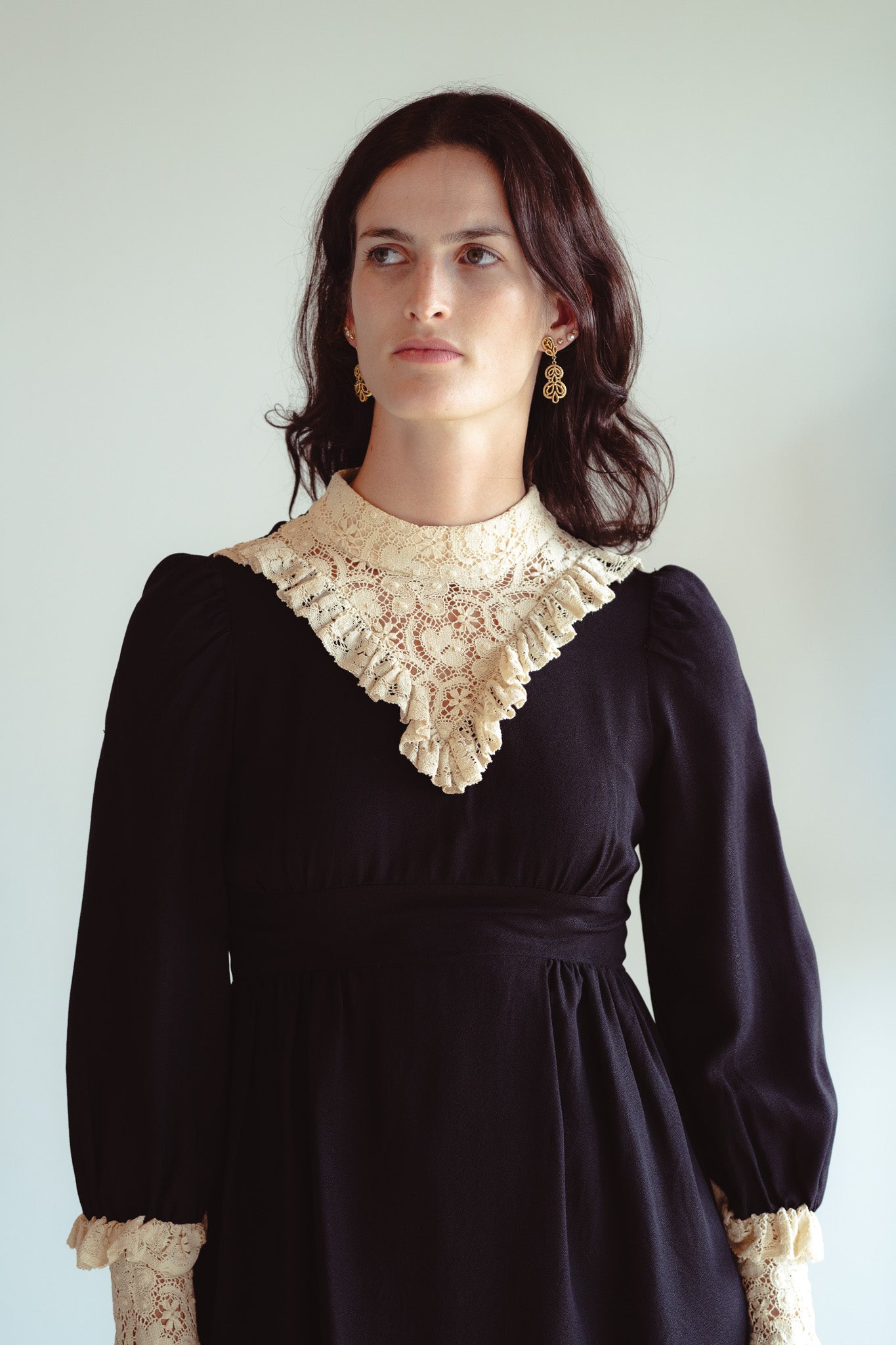 Vintage 60s Handmade Victorian Revival Gothic Mini Dress