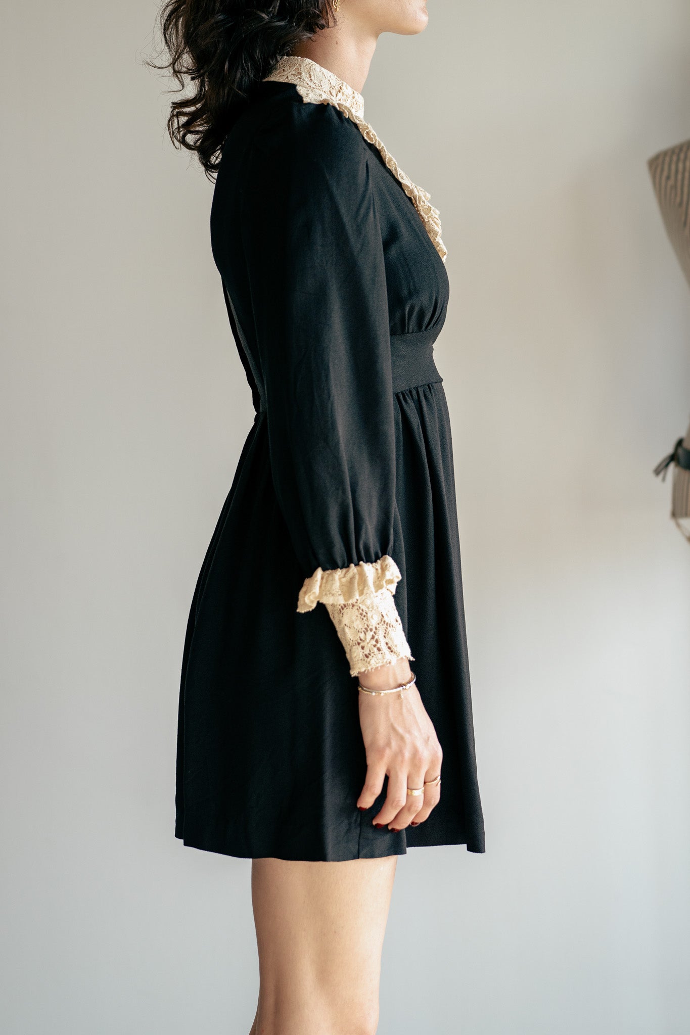 Vintage 60s Handmade Victorian Revival Gothic Mini Dress