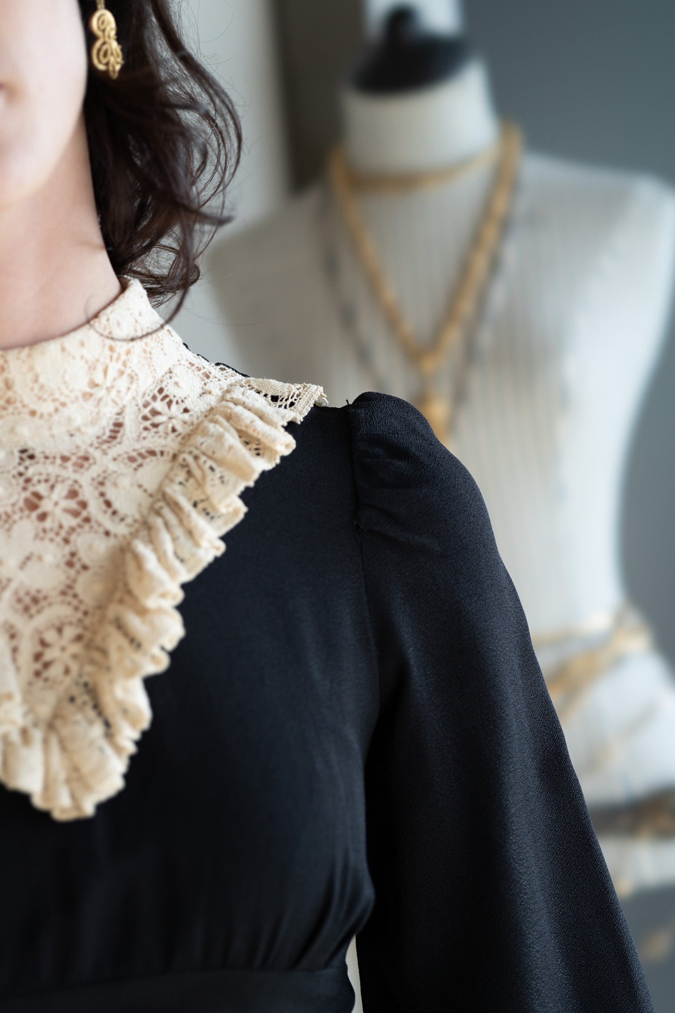 Vintage 60s Handmade Victorian Revival Gothic Mini Dress