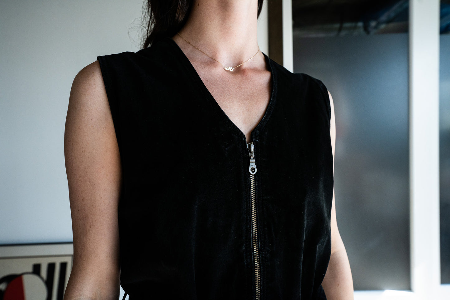 Vintage Suede Zip Front Micro Dress