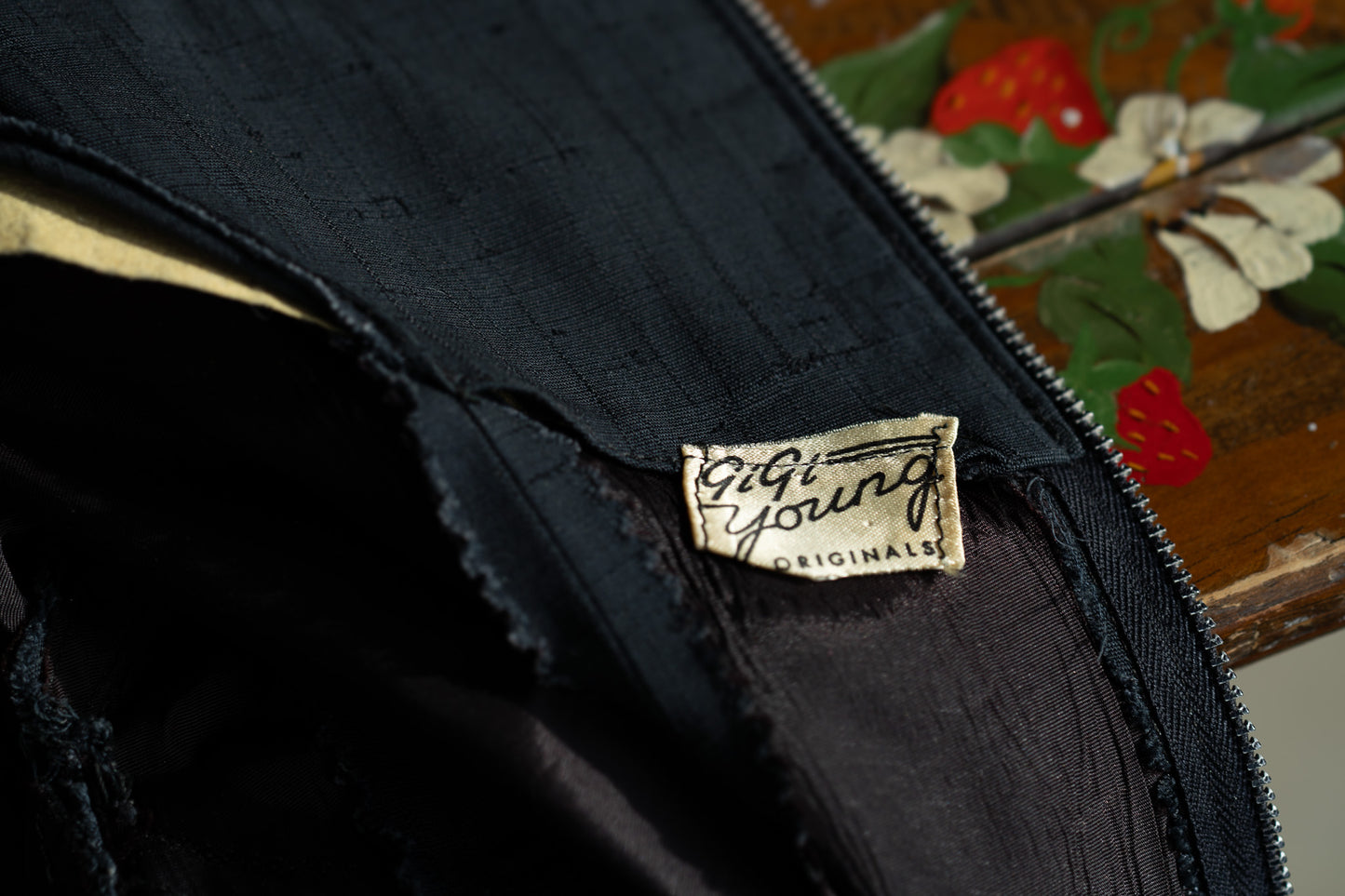 Vintage 50s Silk Shantung Fitted Black Wiggle Dress