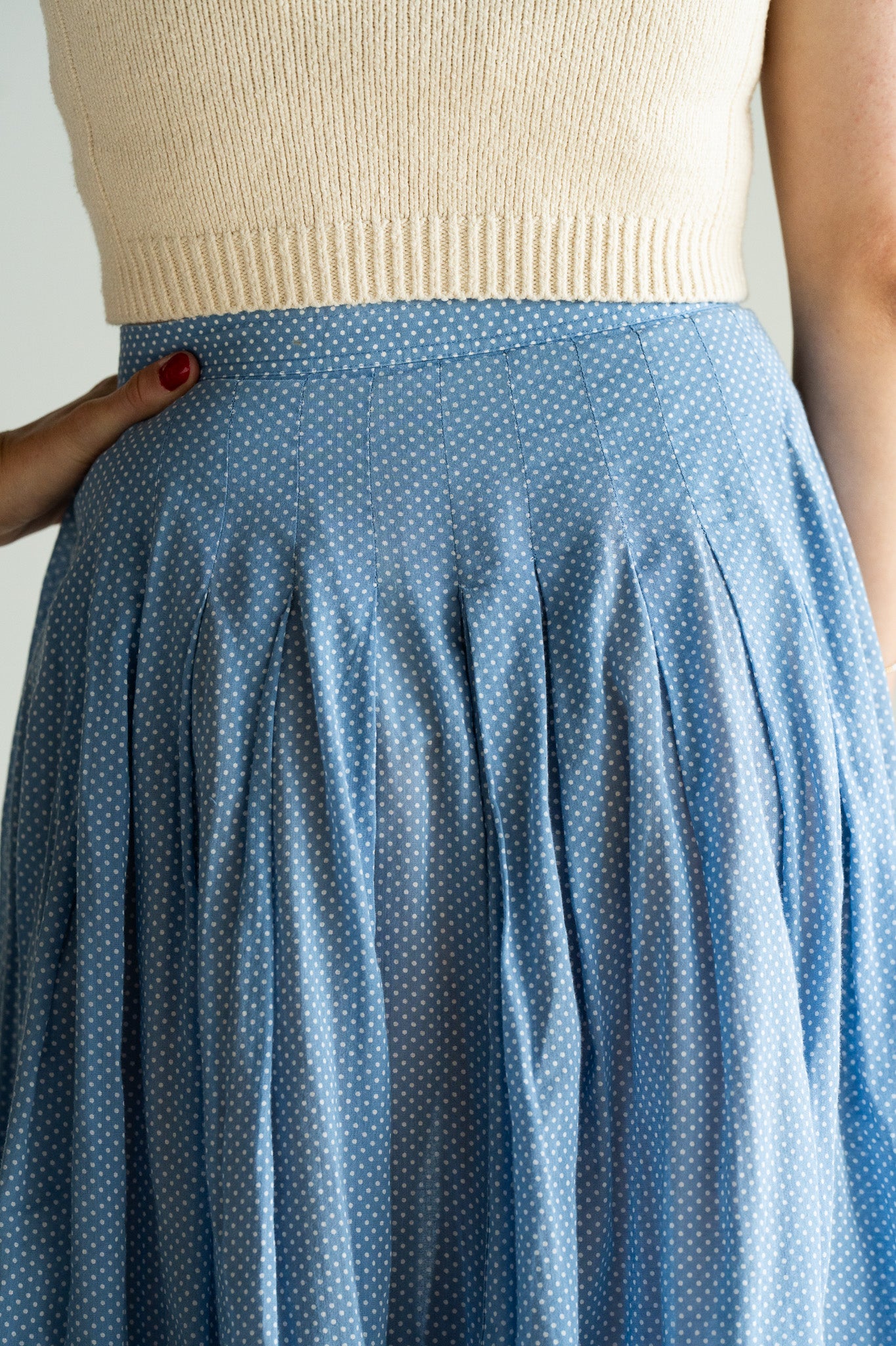 Vintage Swiss Dot Cotton Midi Skirt