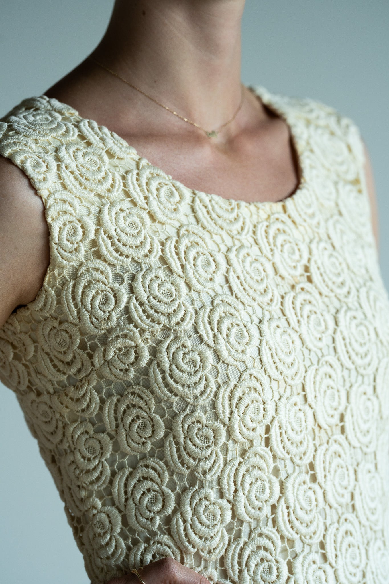 Vintage 60s Silk Lace Bridal Shift Dress