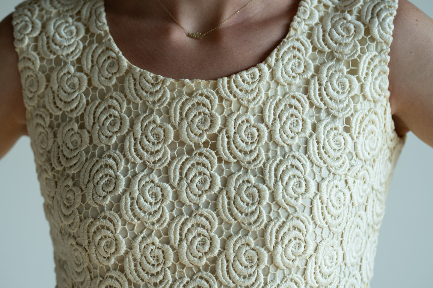 Vintage 60s Silk Lace Bridal Shift Dress