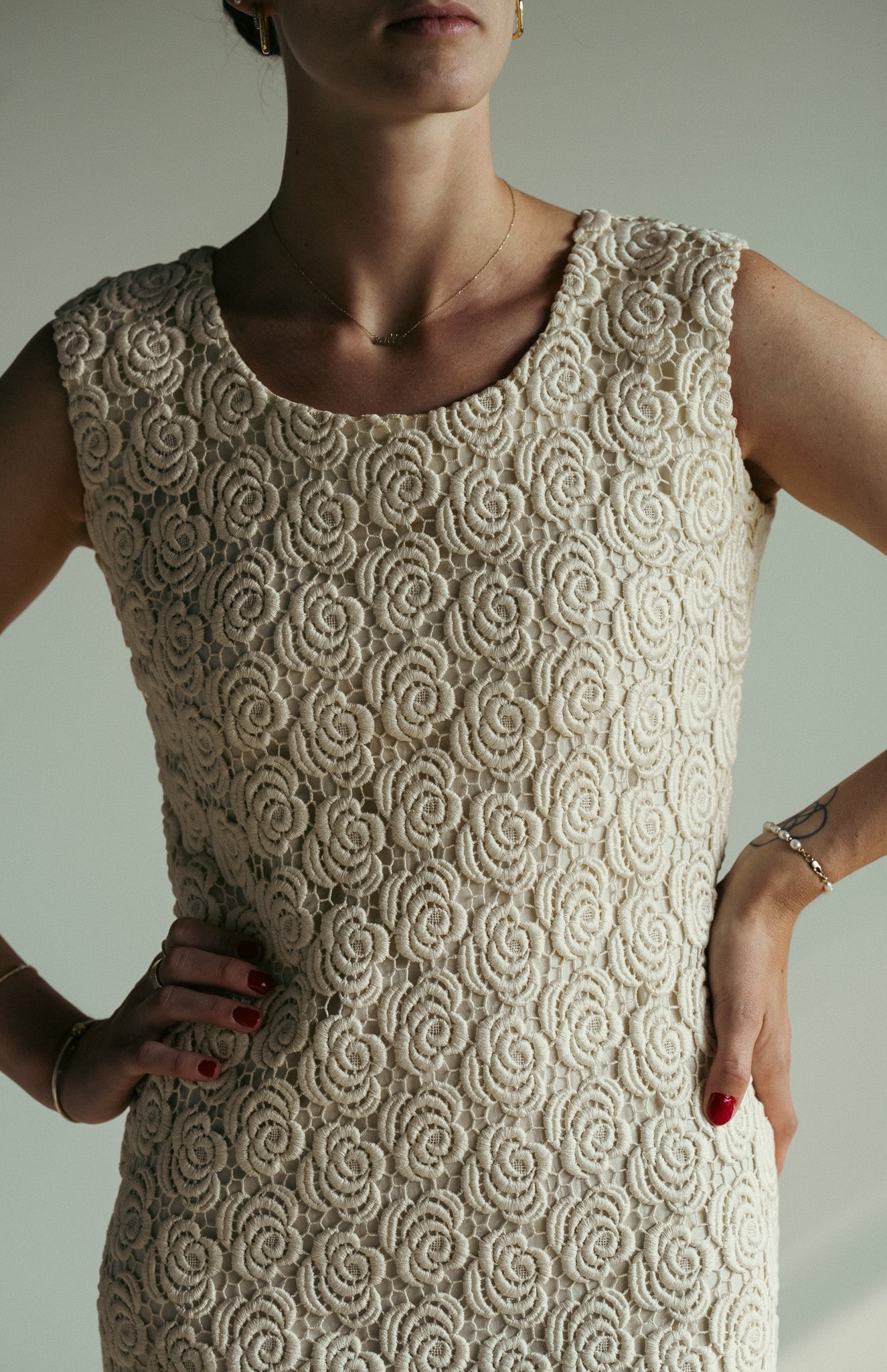 Vintage 60s Silk Lace Bridal Shift Dress