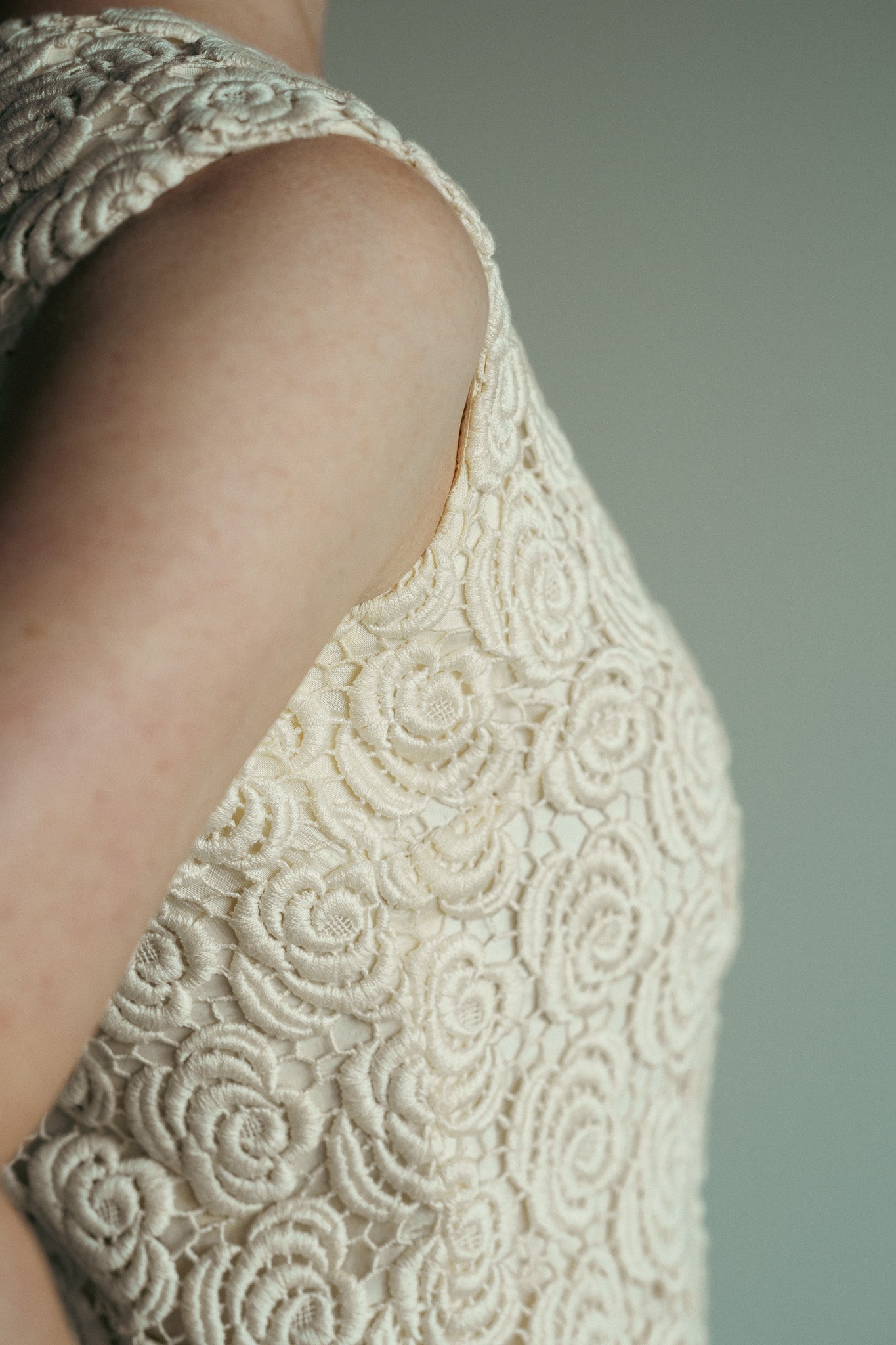 Vintage 60s Silk Lace Bridal Shift Dress