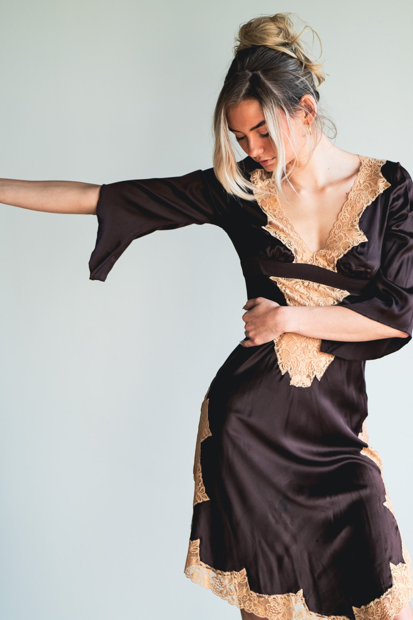 Y2K Silk & Lace Angel Wing Slip Dress