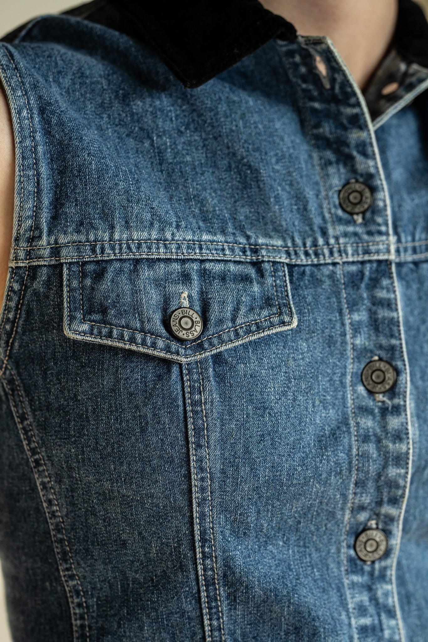 Vintage Bill Blass Denim Vest Dark Wash