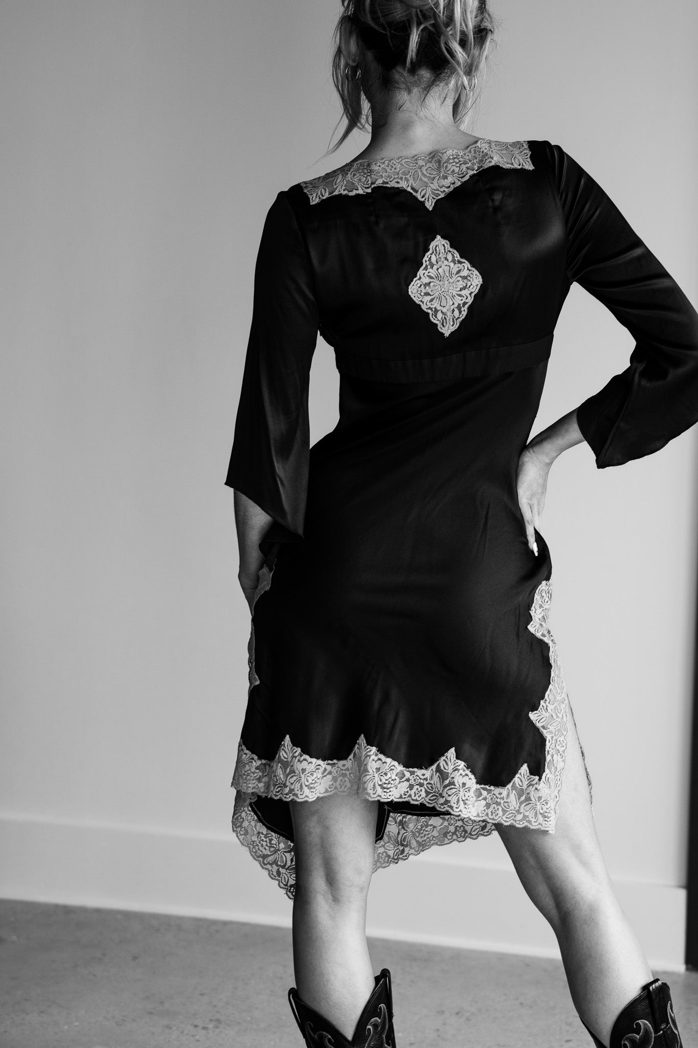 Y2K Silk & Lace Angel Wing Slip Dress