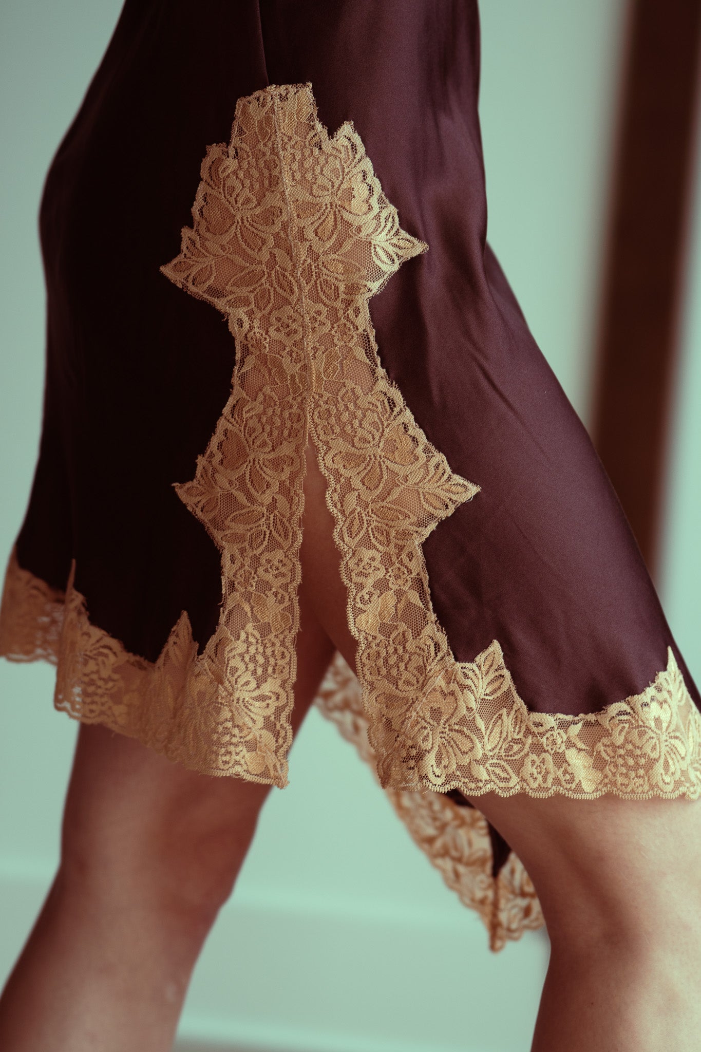 Y2K Silk & Lace Angel Wing Slip Dress