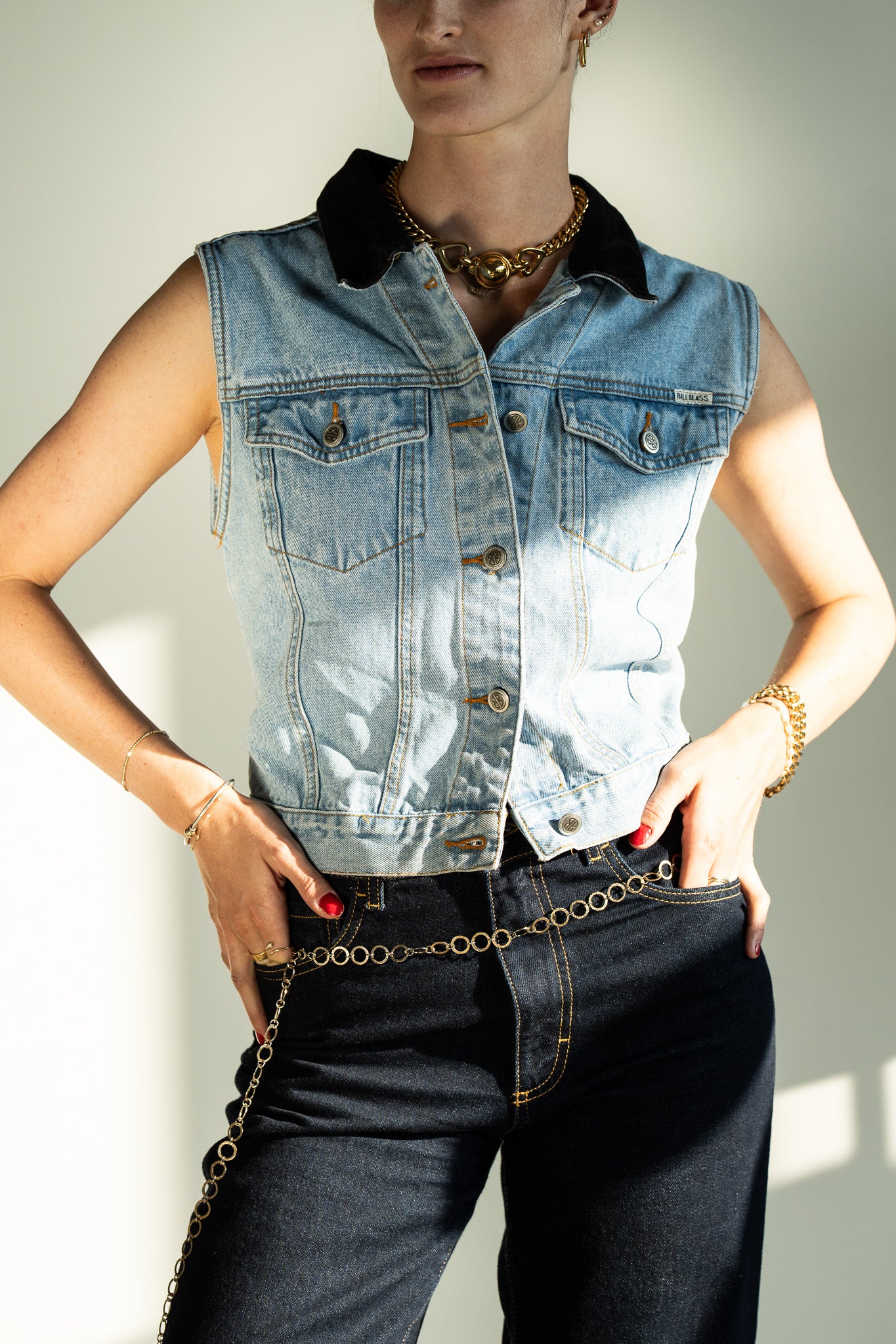 Vintage Bill Blass Stonewash Denim Vest