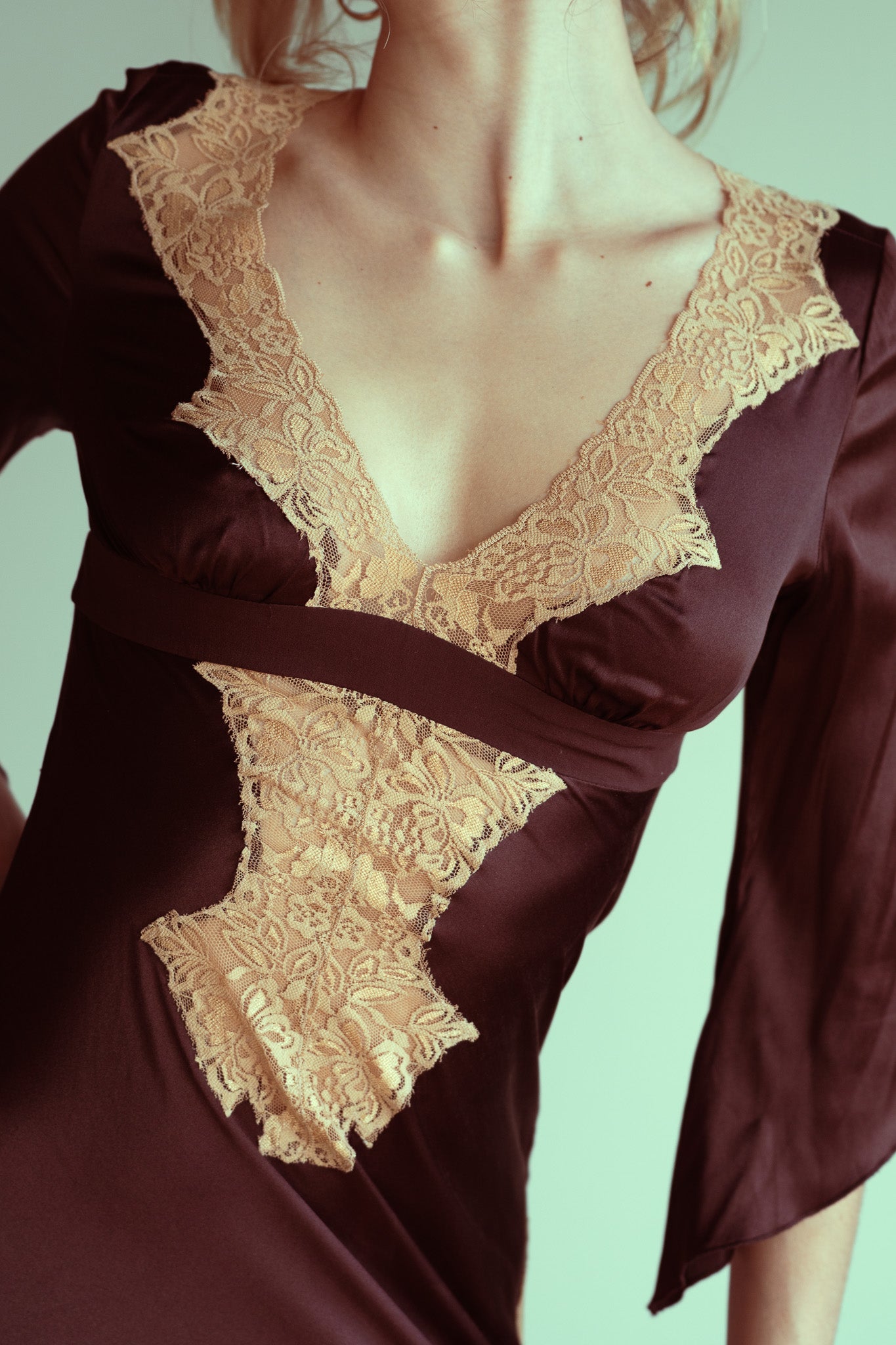 Y2K Silk & Lace Angel Wing Slip Dress