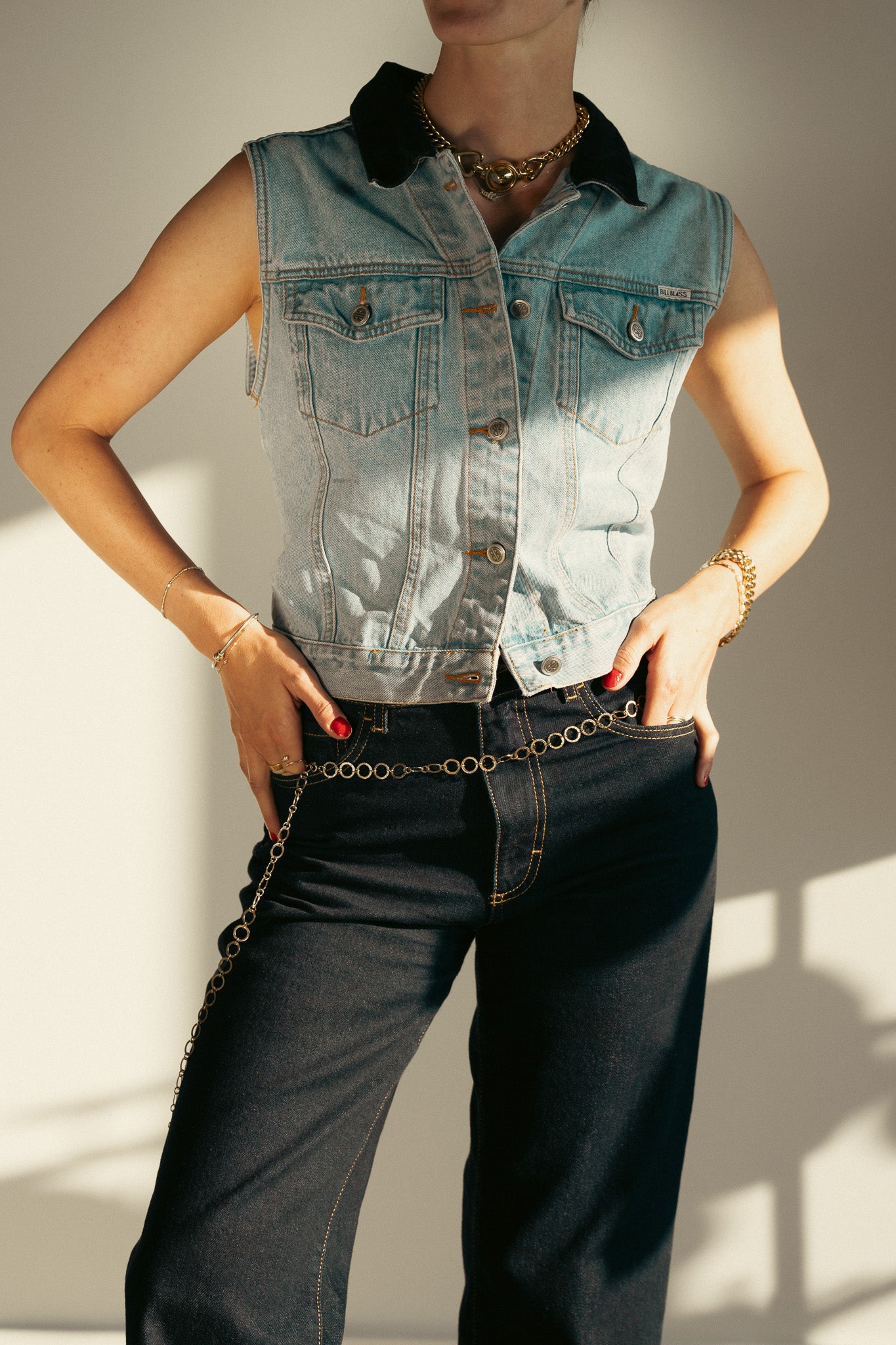 Vintage Bill Blass Stonewash Denim Vest