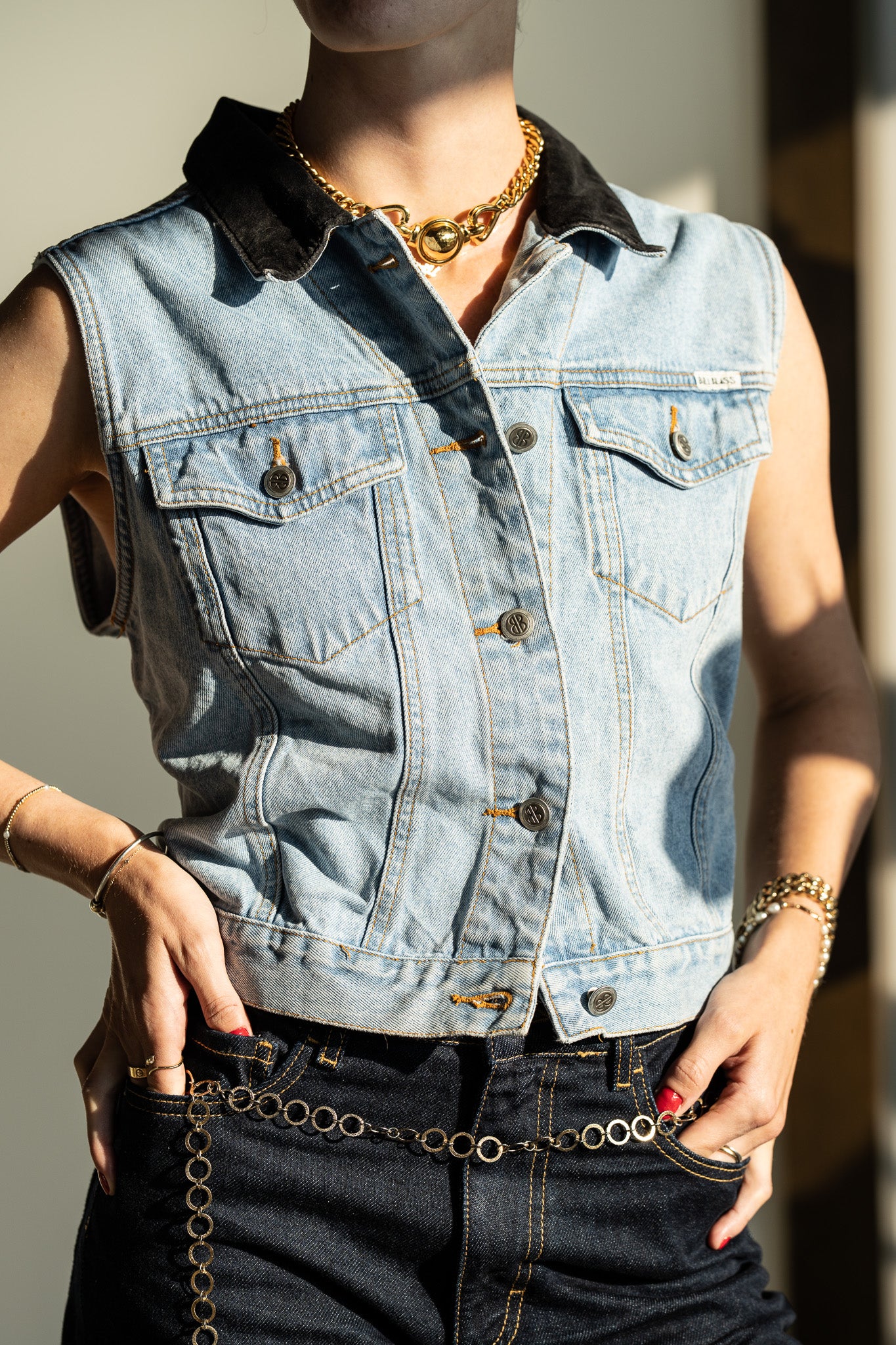 Vintage Bill Blass Stonewash Denim Vest