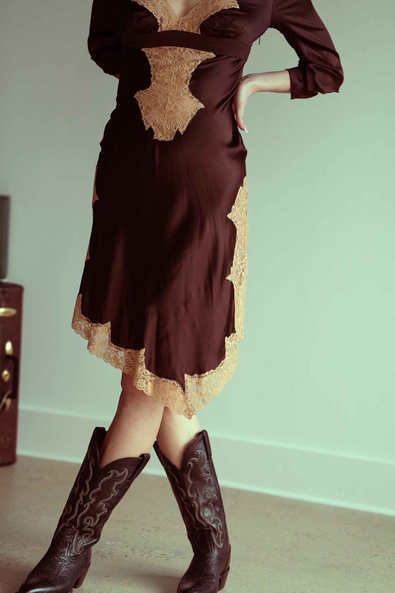 Y2K Silk & Lace Angel Wing Slip Dress