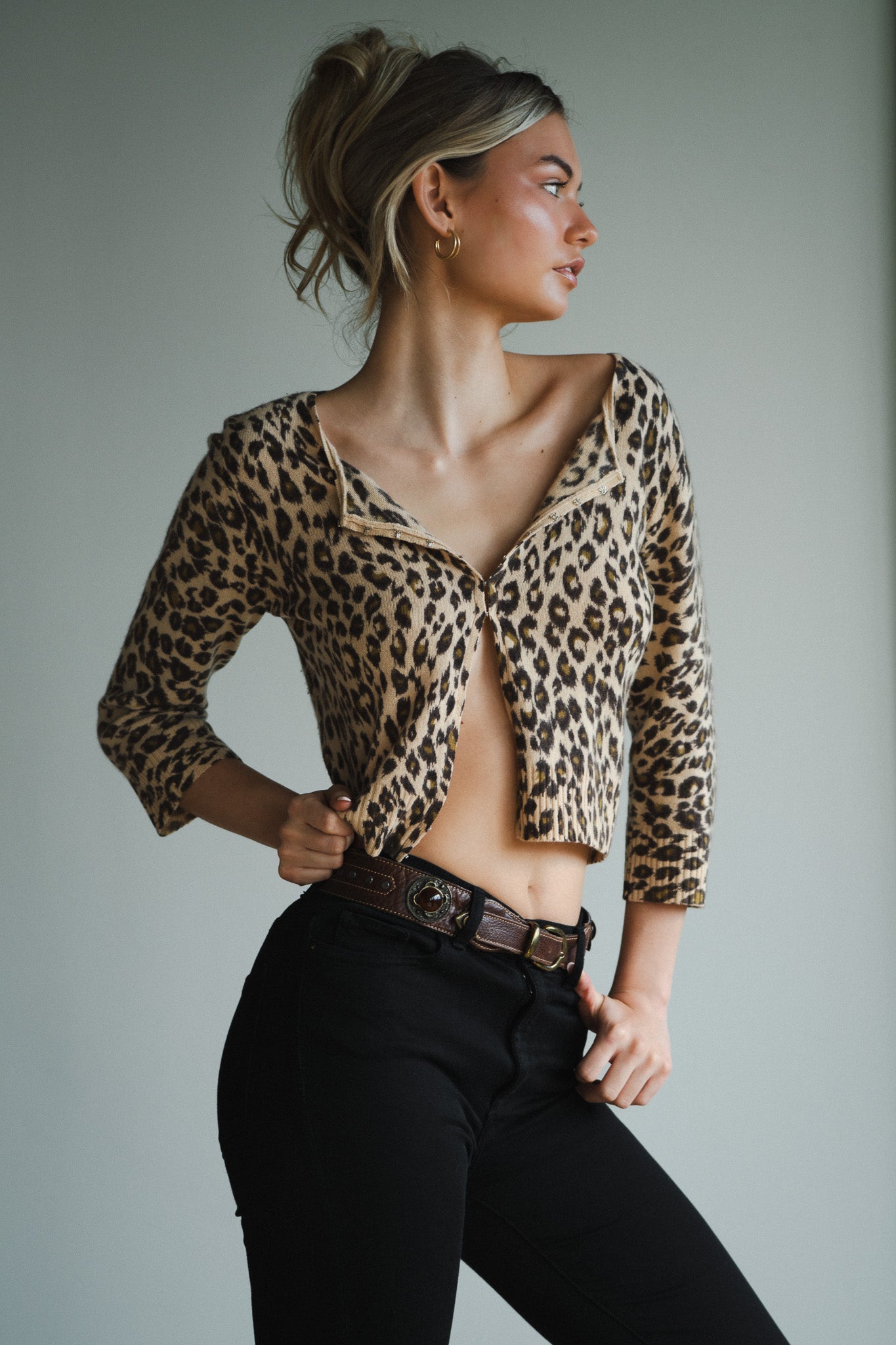 Vintage Y2K Cashmere Leopard Cardigan