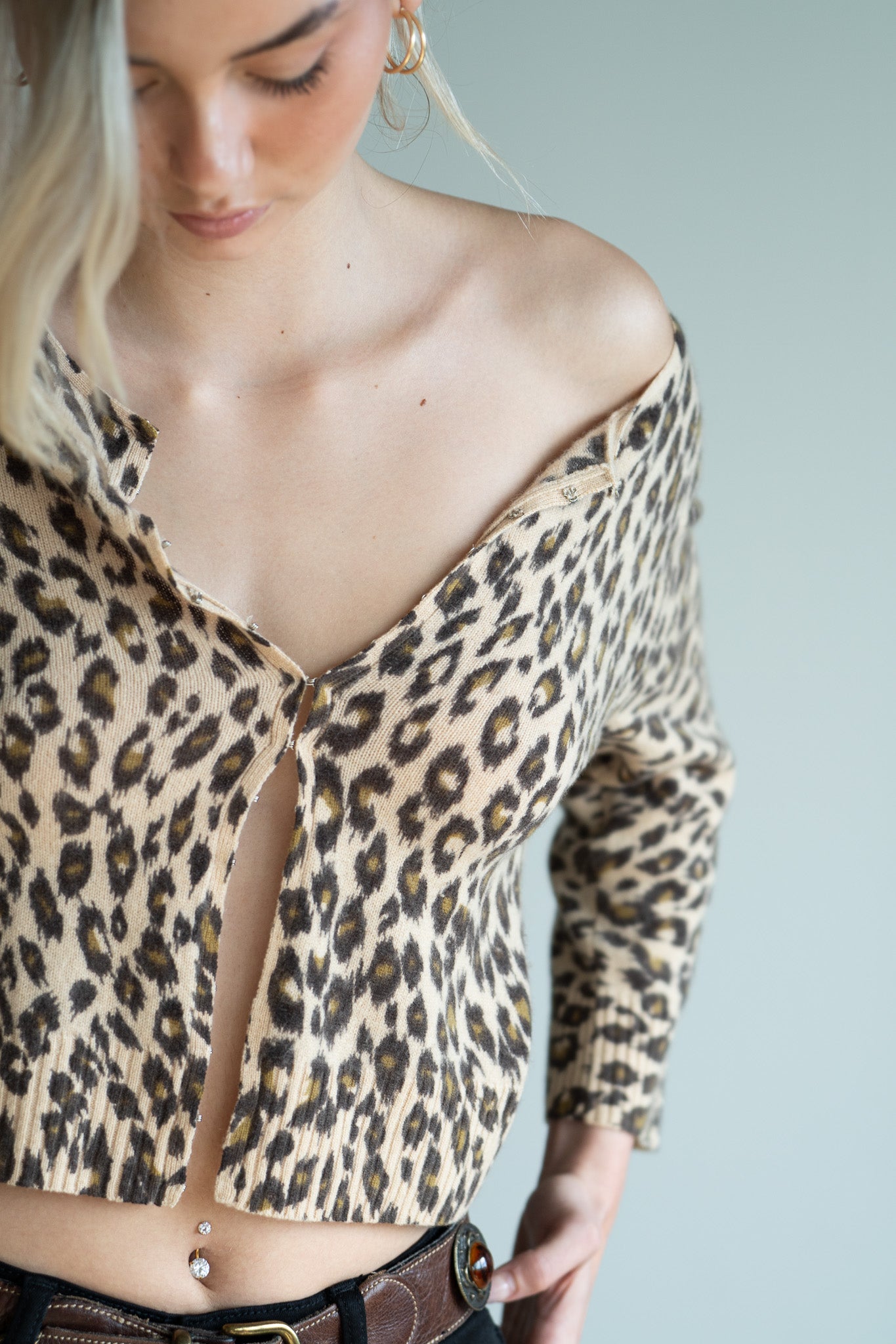 Vintage Y2K Cashmere Leopard Cardigan