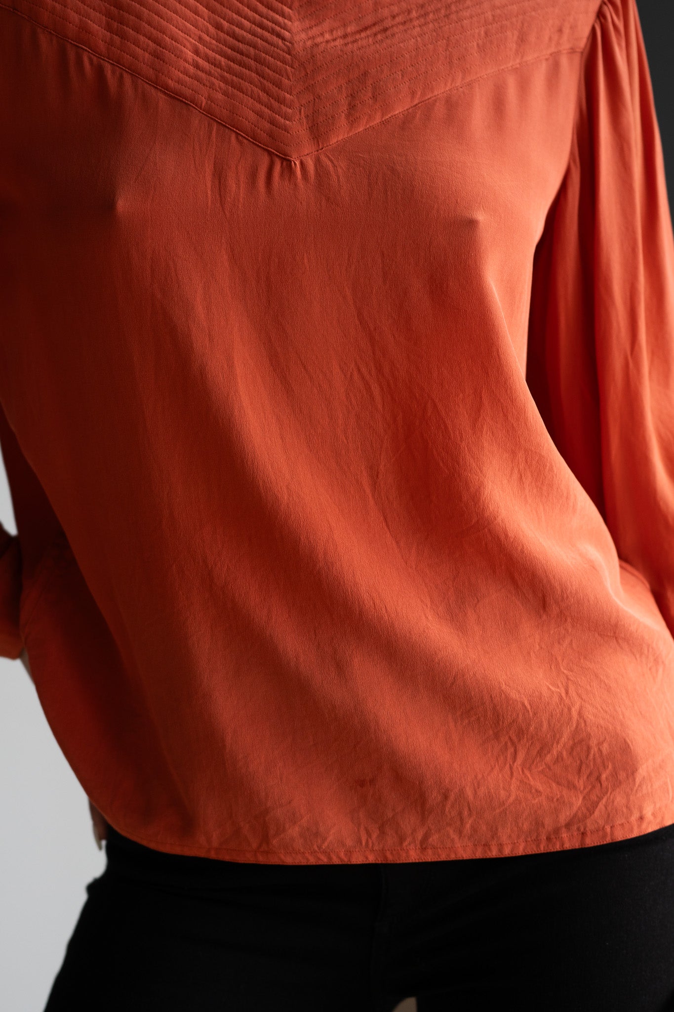 Vintage 80s Silk Blouse Shoulder Button Detail