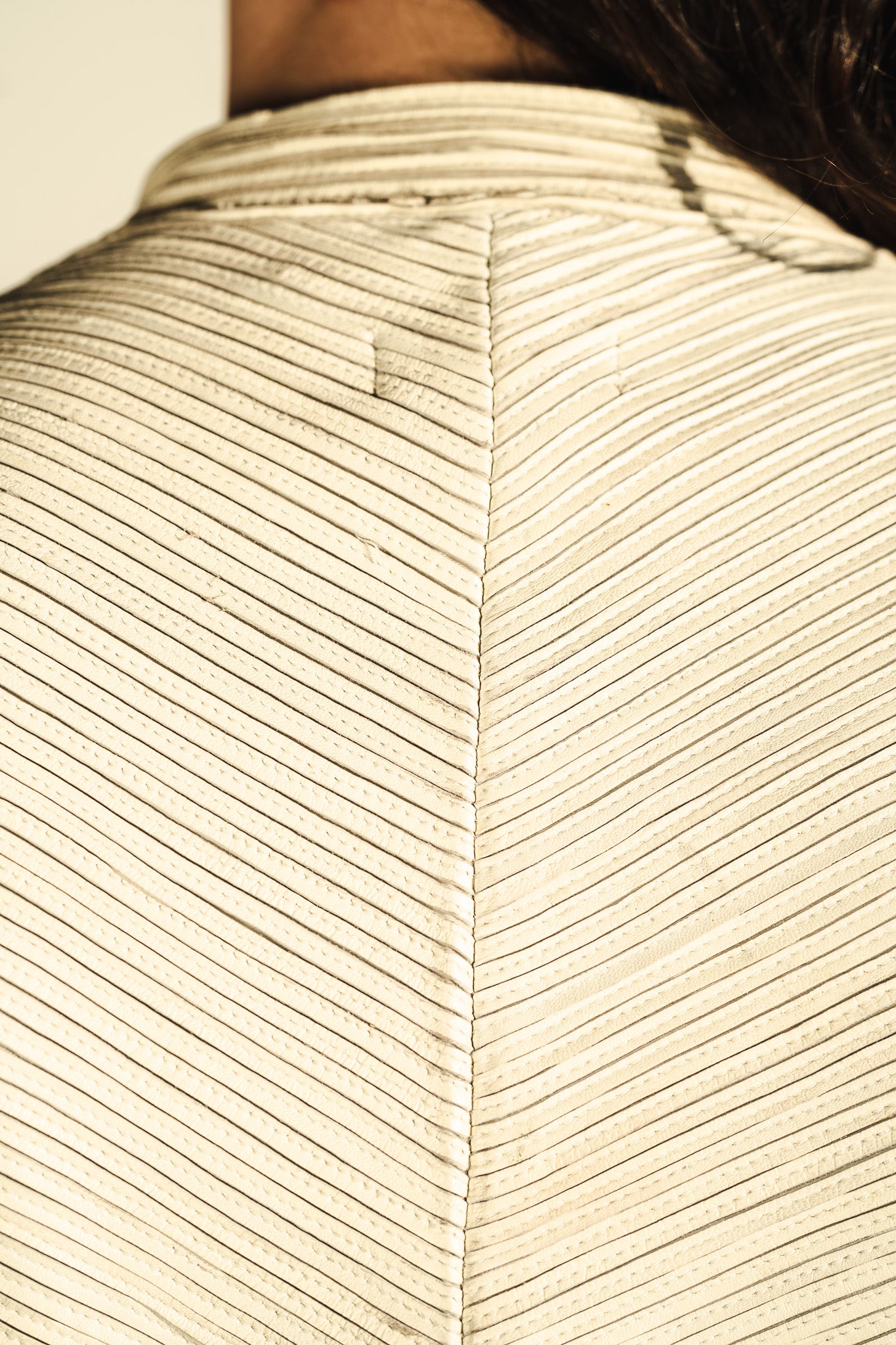 Vintage Y2K Chevron Bone Leather Jacket