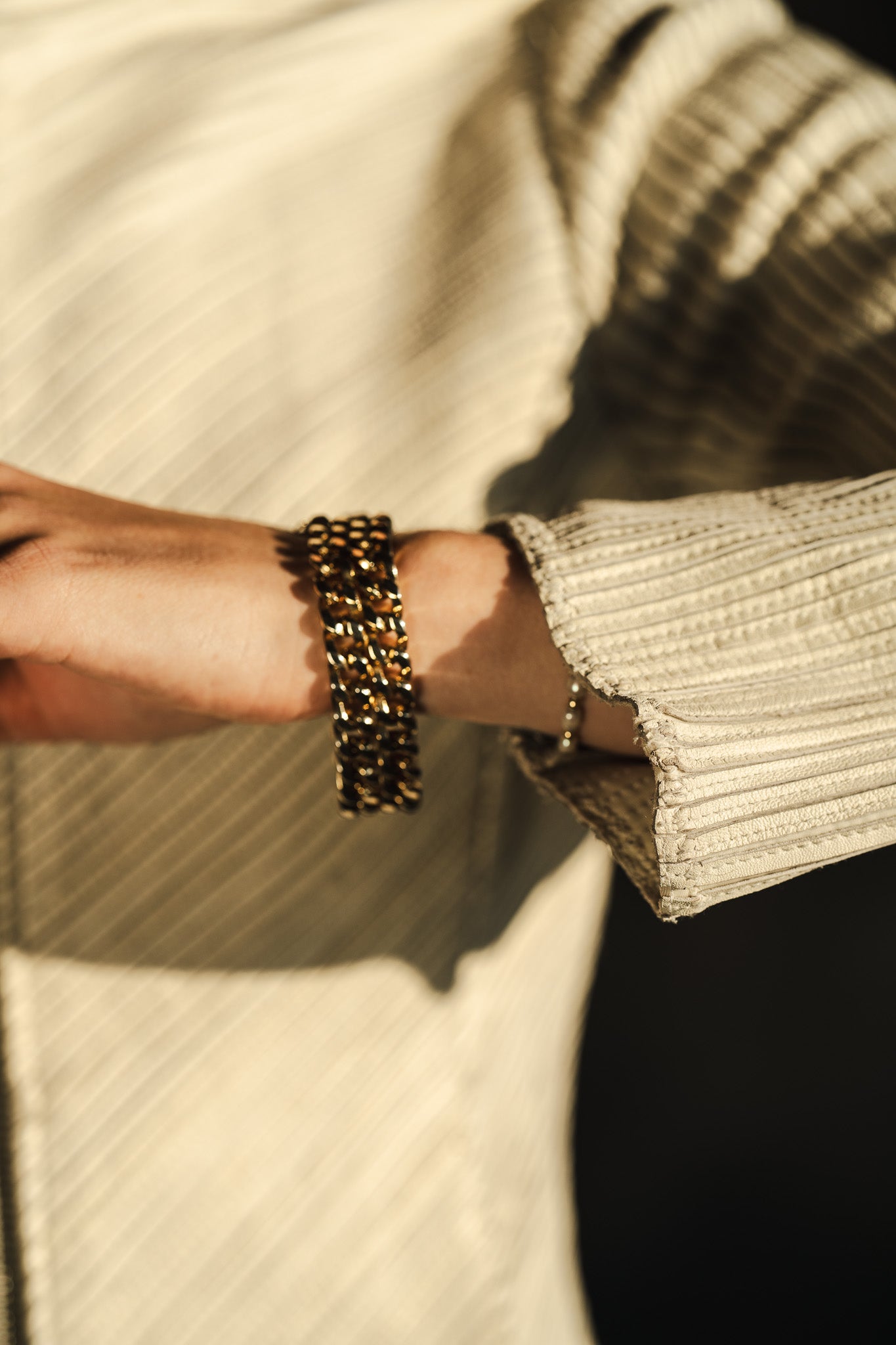 Vintage Y2K Chevron Bone Leather Jacket