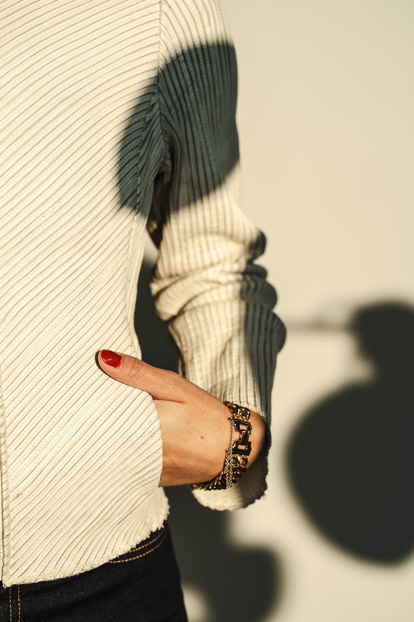 Vintage Y2K Chevron Bone Leather Jacket