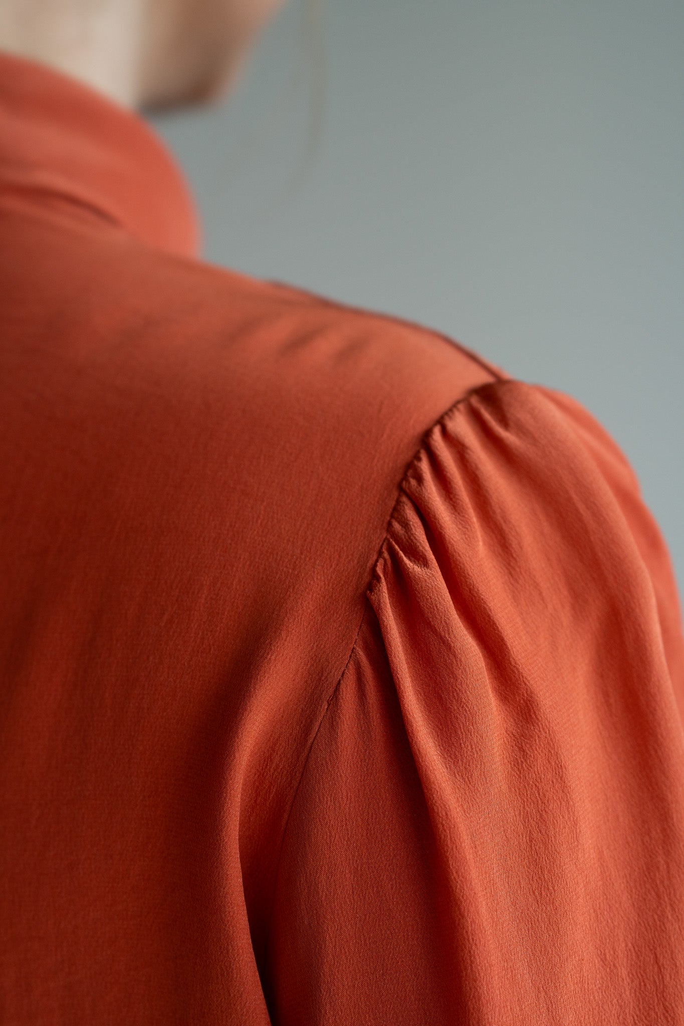 Vintage 80s Silk Blouse Shoulder Button Detail