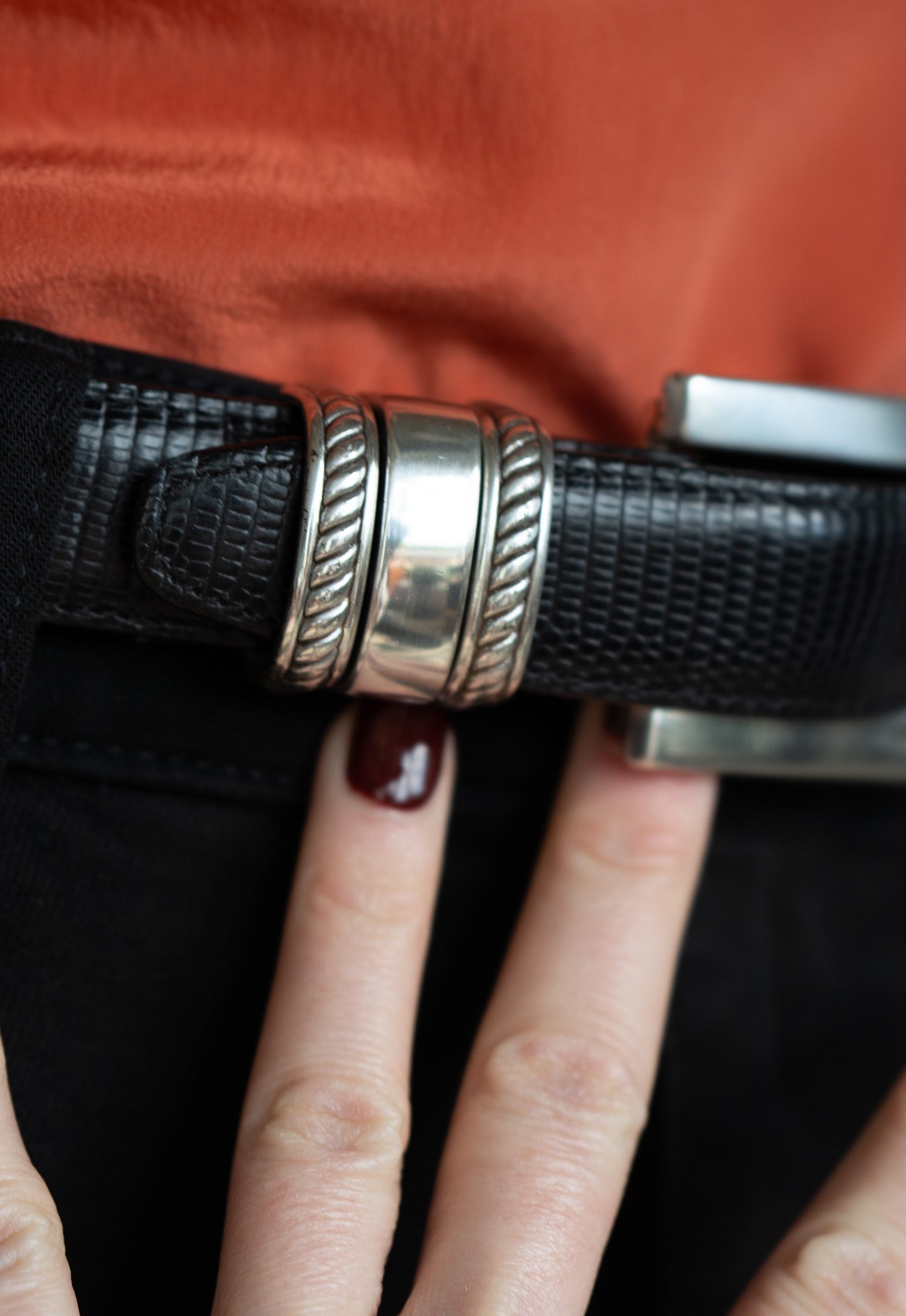 Vintage Brighton Black Snake Leather Belt