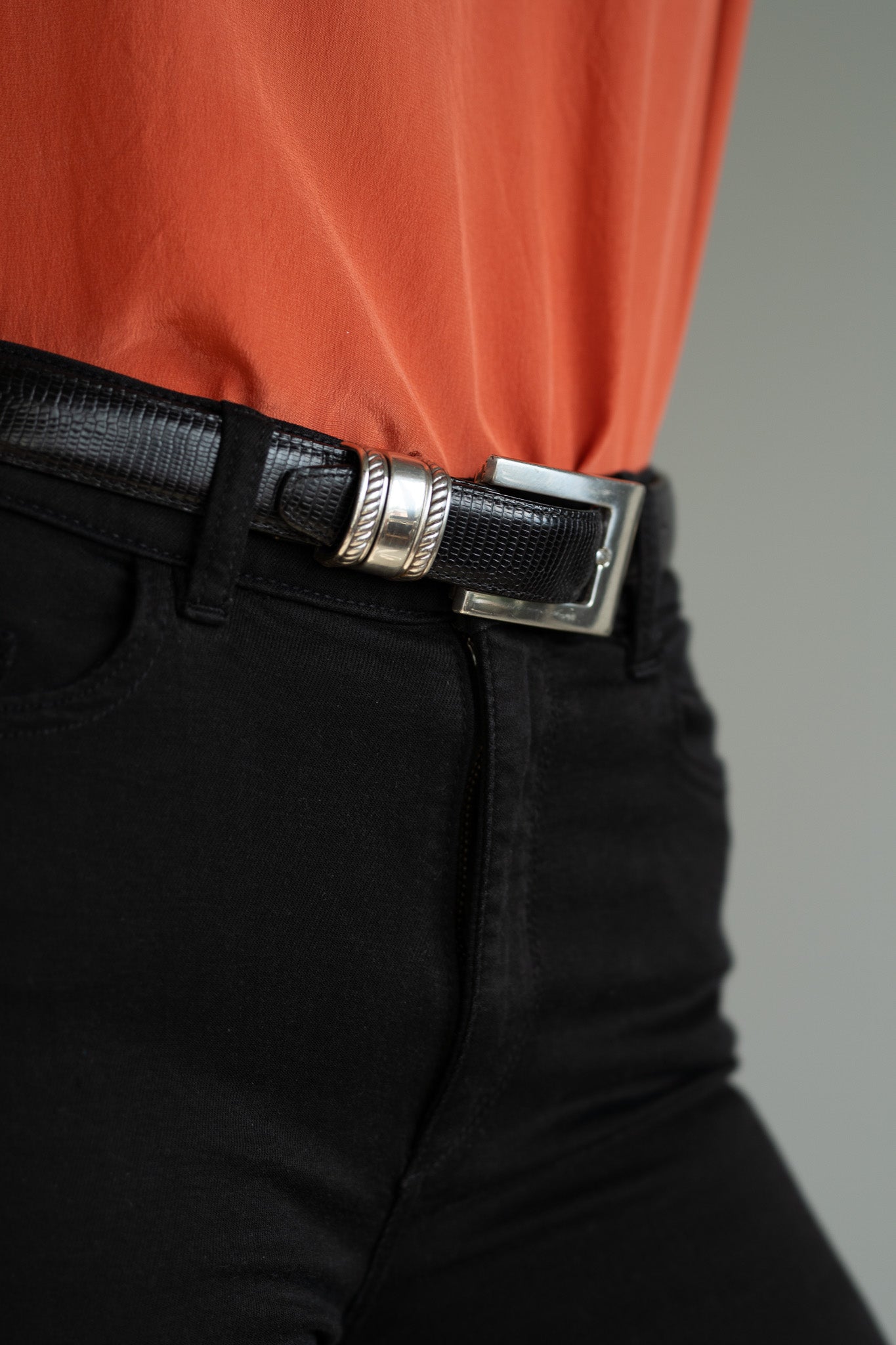 Vintage Brighton Black Snake Leather Belt