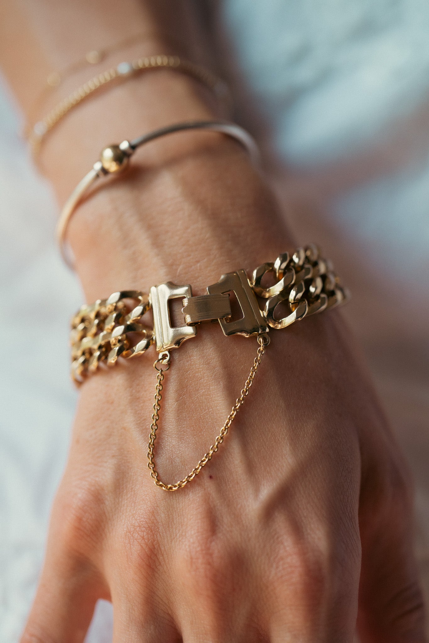 Vintage Double Cuban Link Chain Bracelet