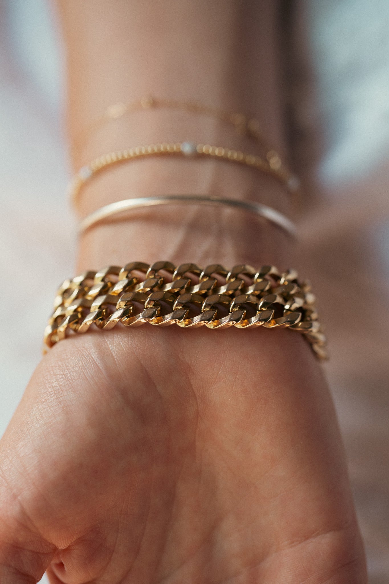 Vintage Double Cuban Link Chain Bracelet