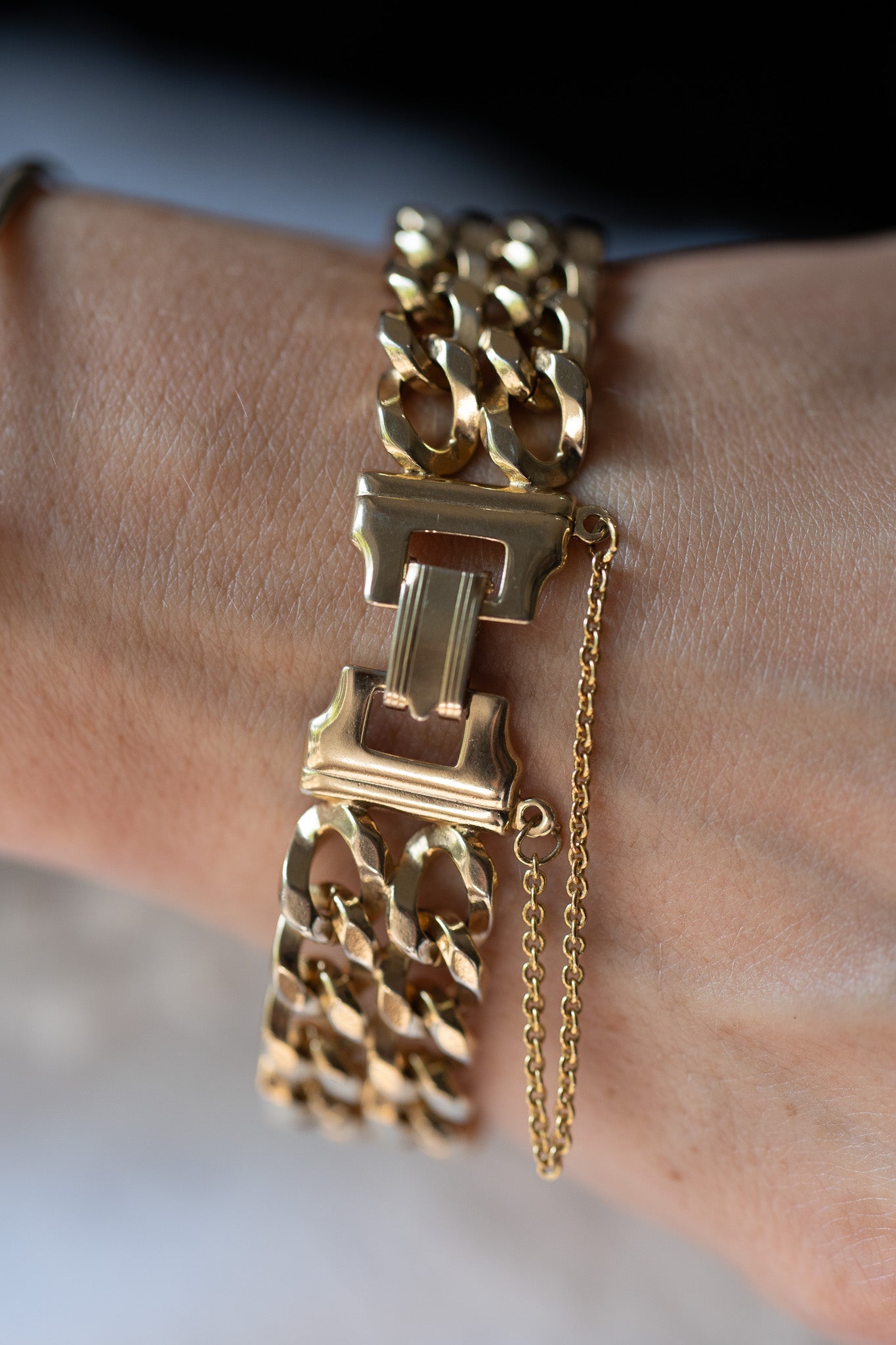 Vintage Double Cuban Link Chain Bracelet