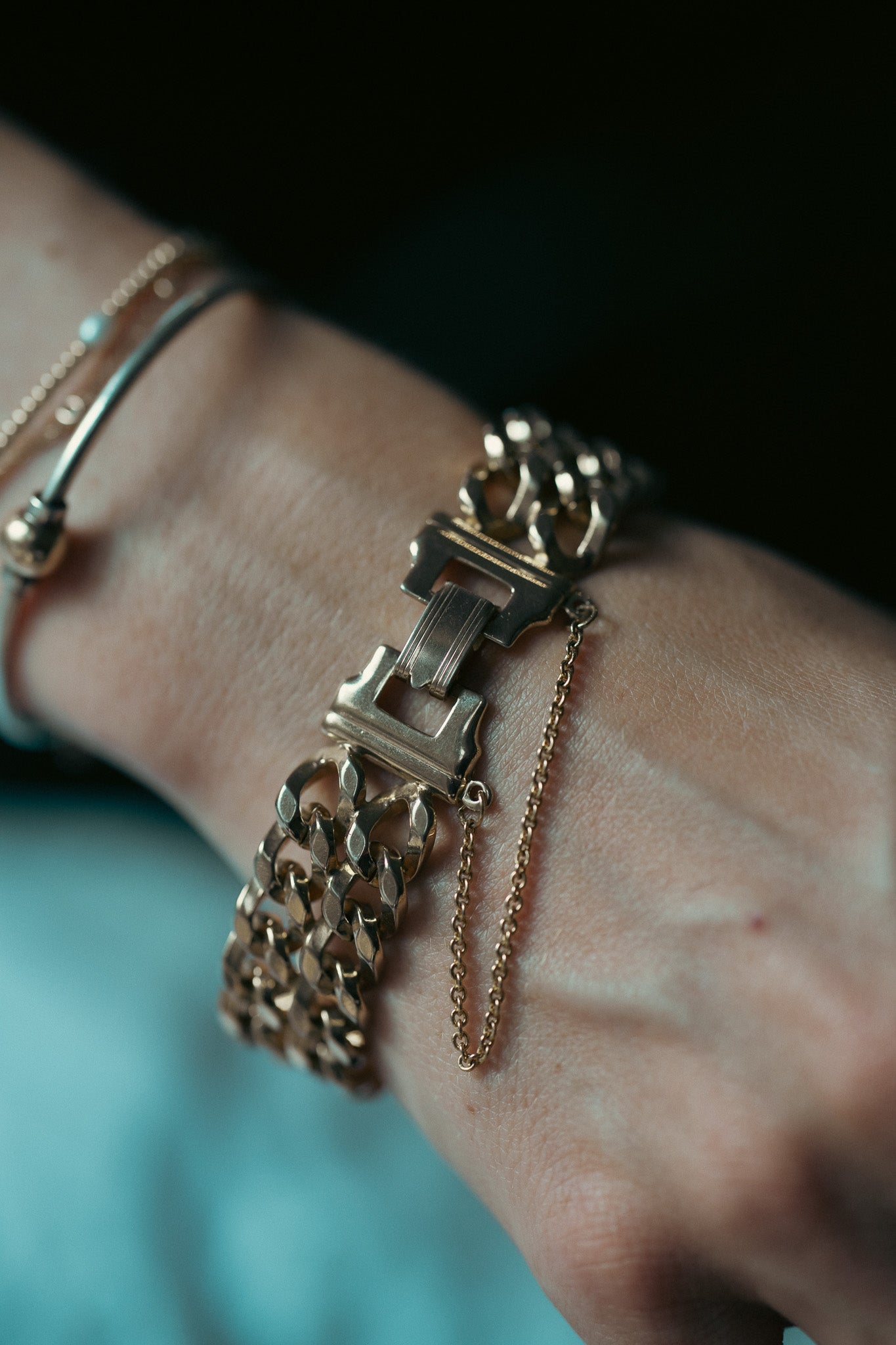 Vintage Double Cuban Link Chain Bracelet