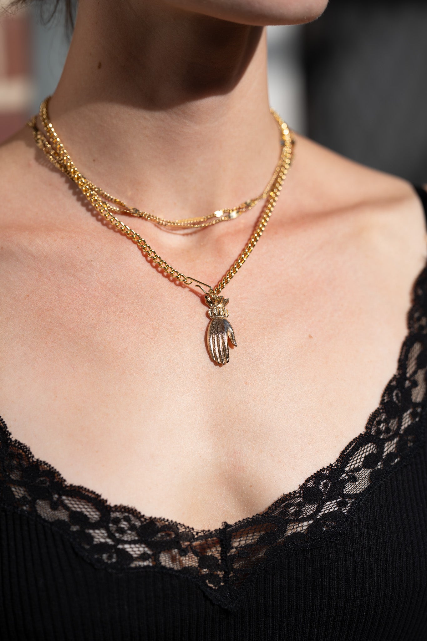 Vintage Hand Necklace