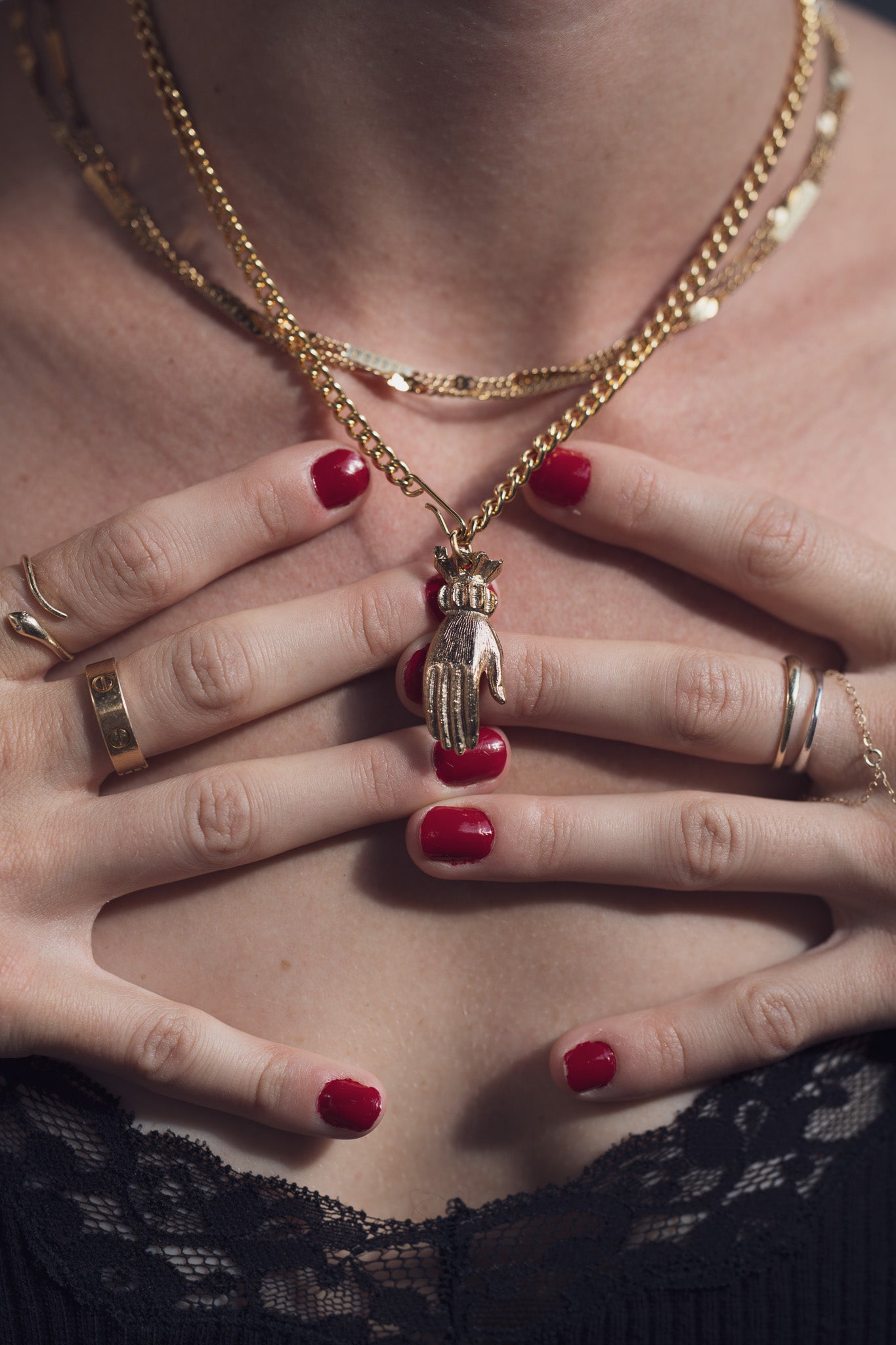 Vintage Hand Necklace