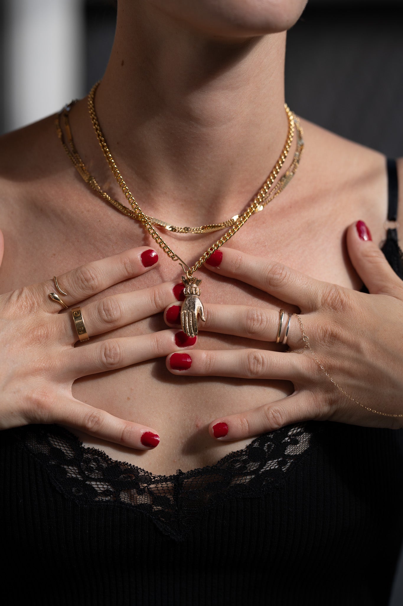 Vintage Hand Necklace