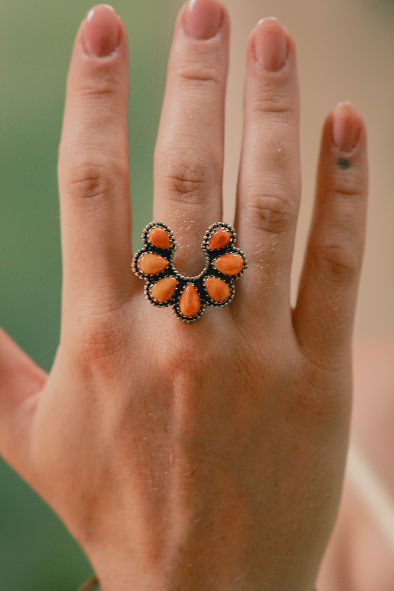 Sterling Silver Spiny Oyster Navajo Ring