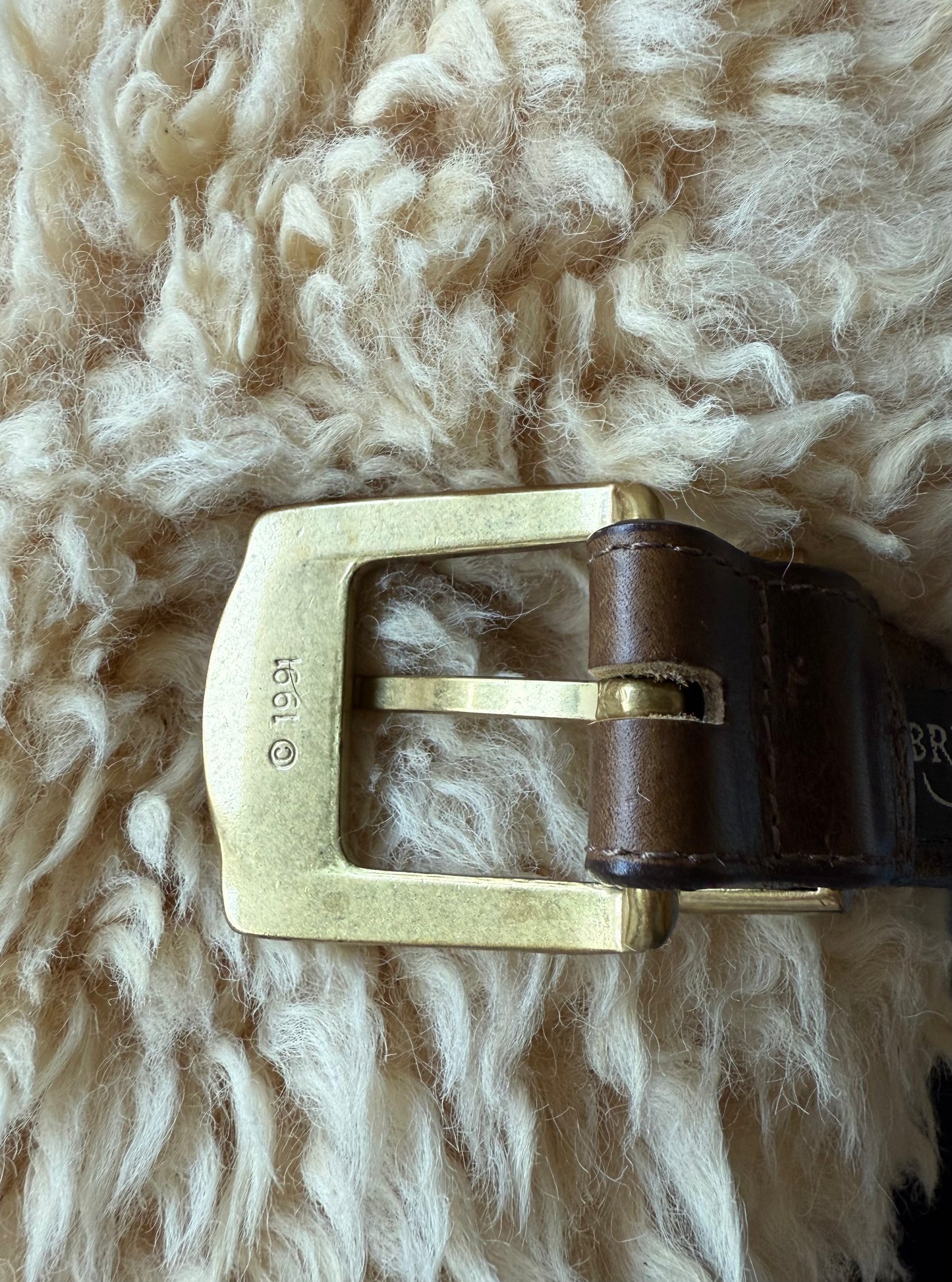 Vintage 90s Two Tone Leather Belt Brass Medallions