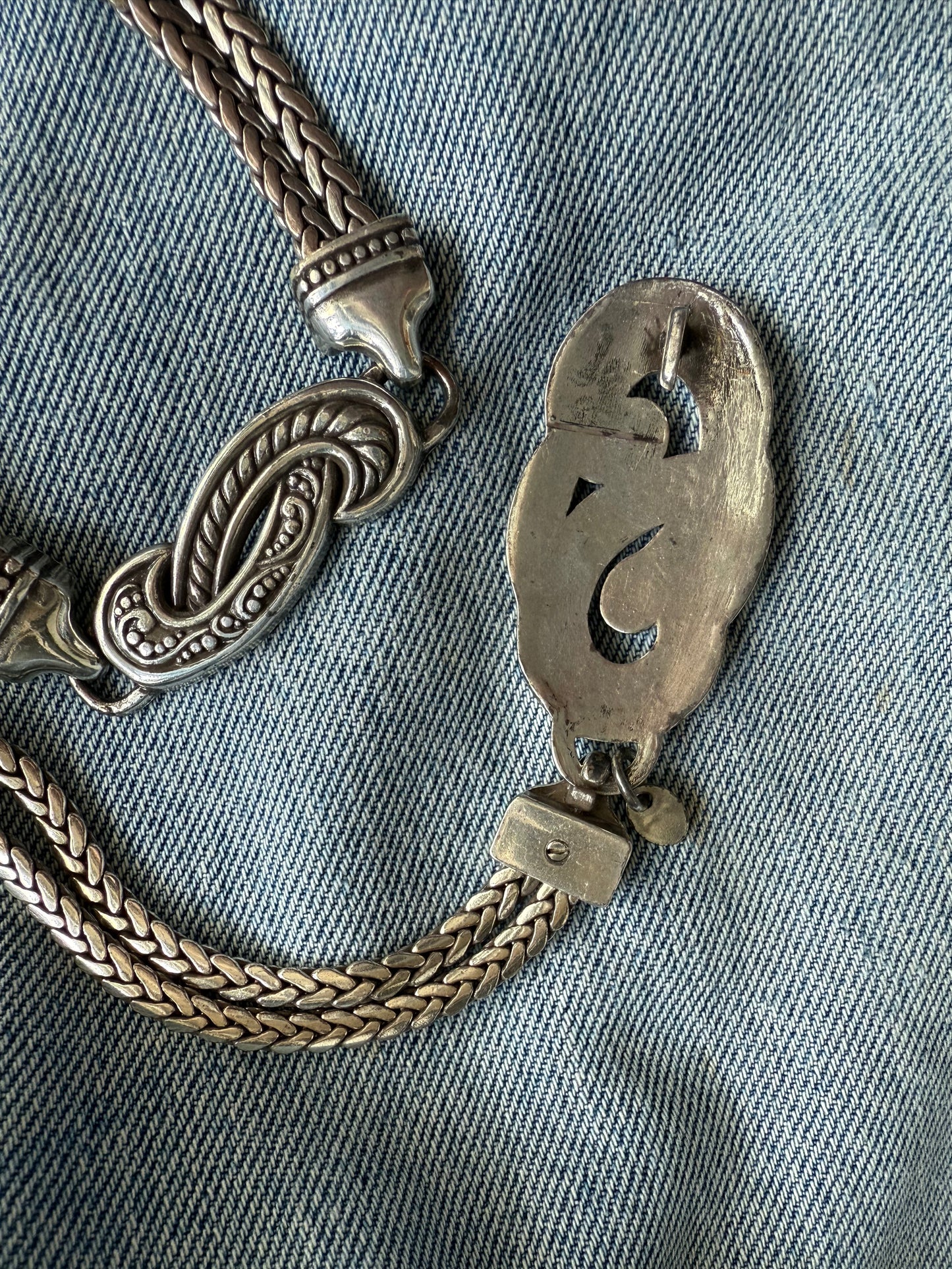 Vtg Braided Silver Chain Belt